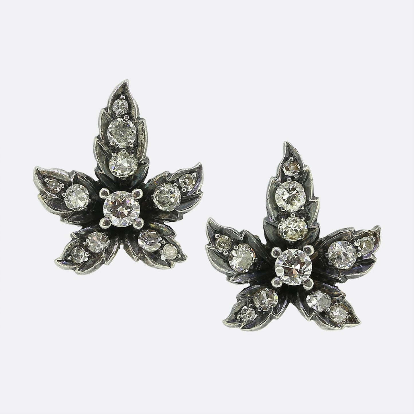 Antique Diamond Maple Leaf Earrings