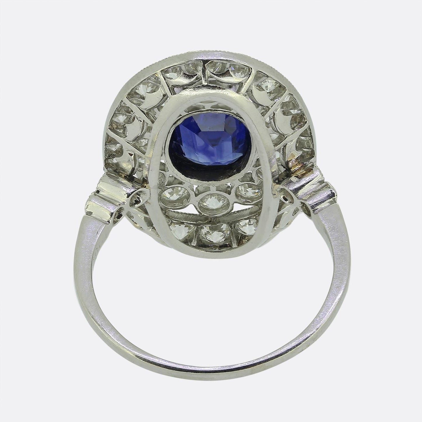 Art Deco Unheated Sapphire and Diamond Ring