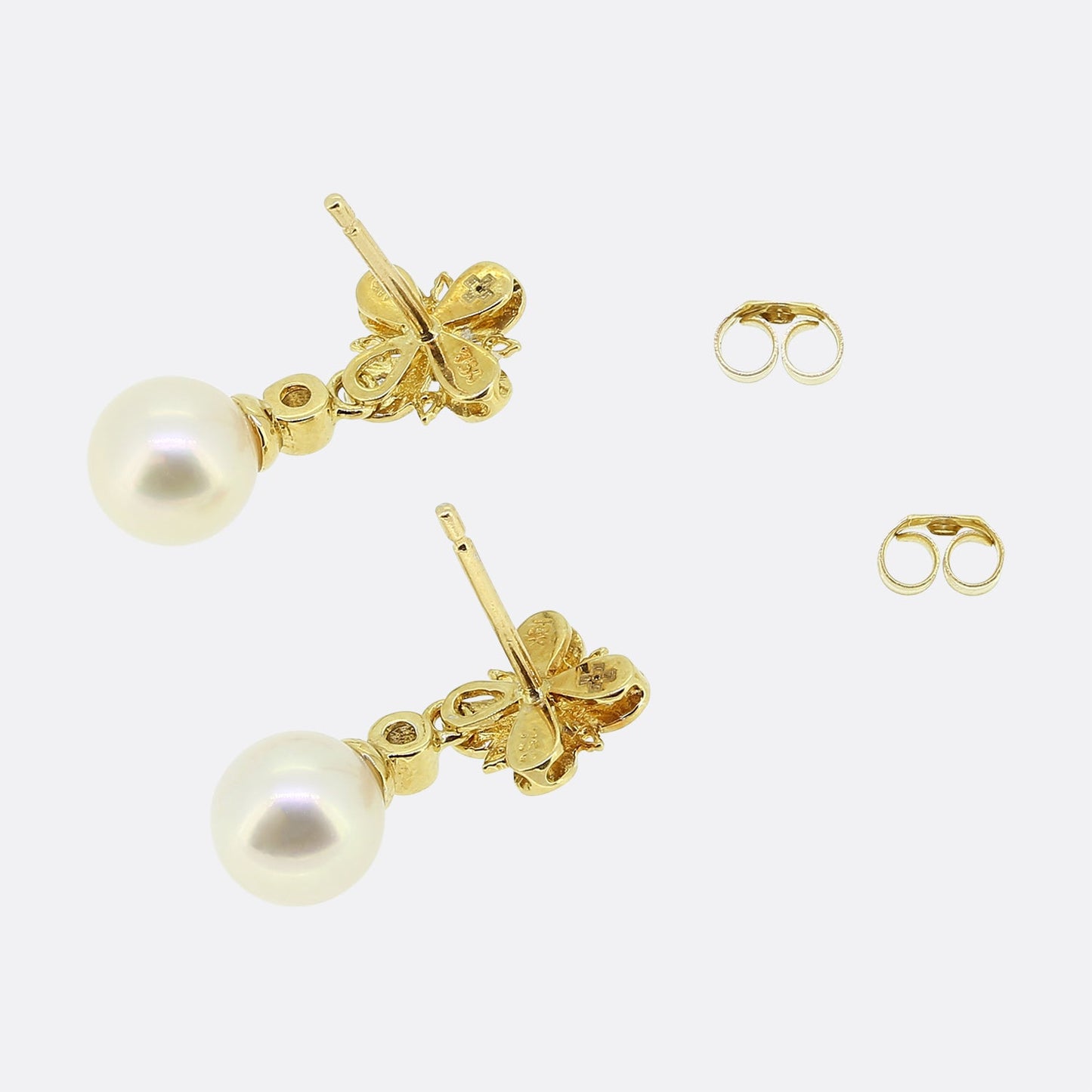 Pearl and Diamond Drop Earrings