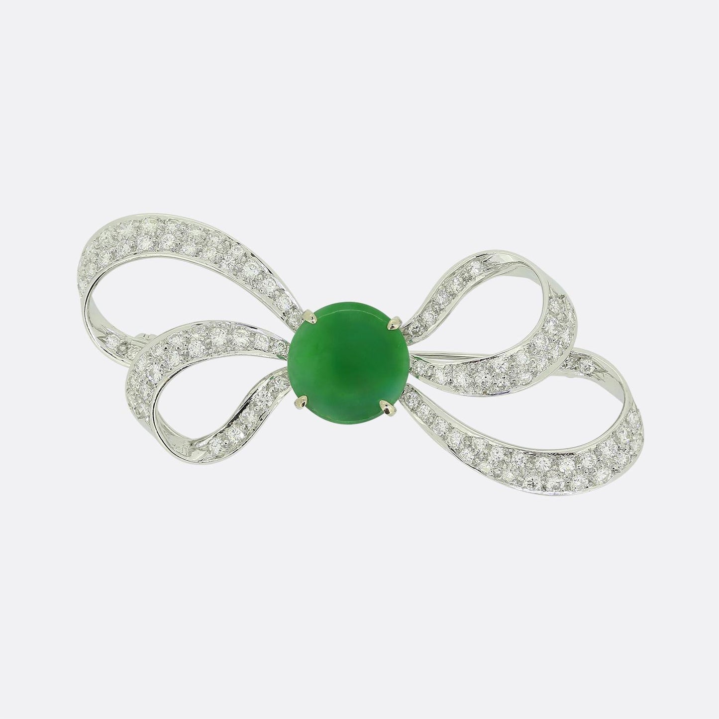 Mid-Century Jade and Diamond Brooch