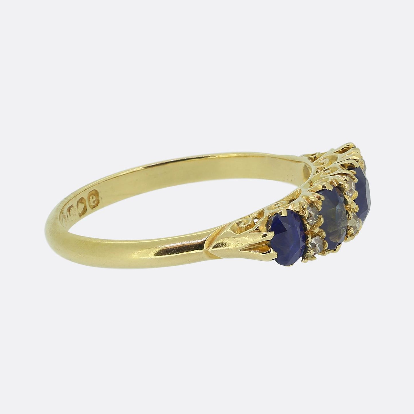 Edwardian Sapphire Four-Stone and Diamond Ring