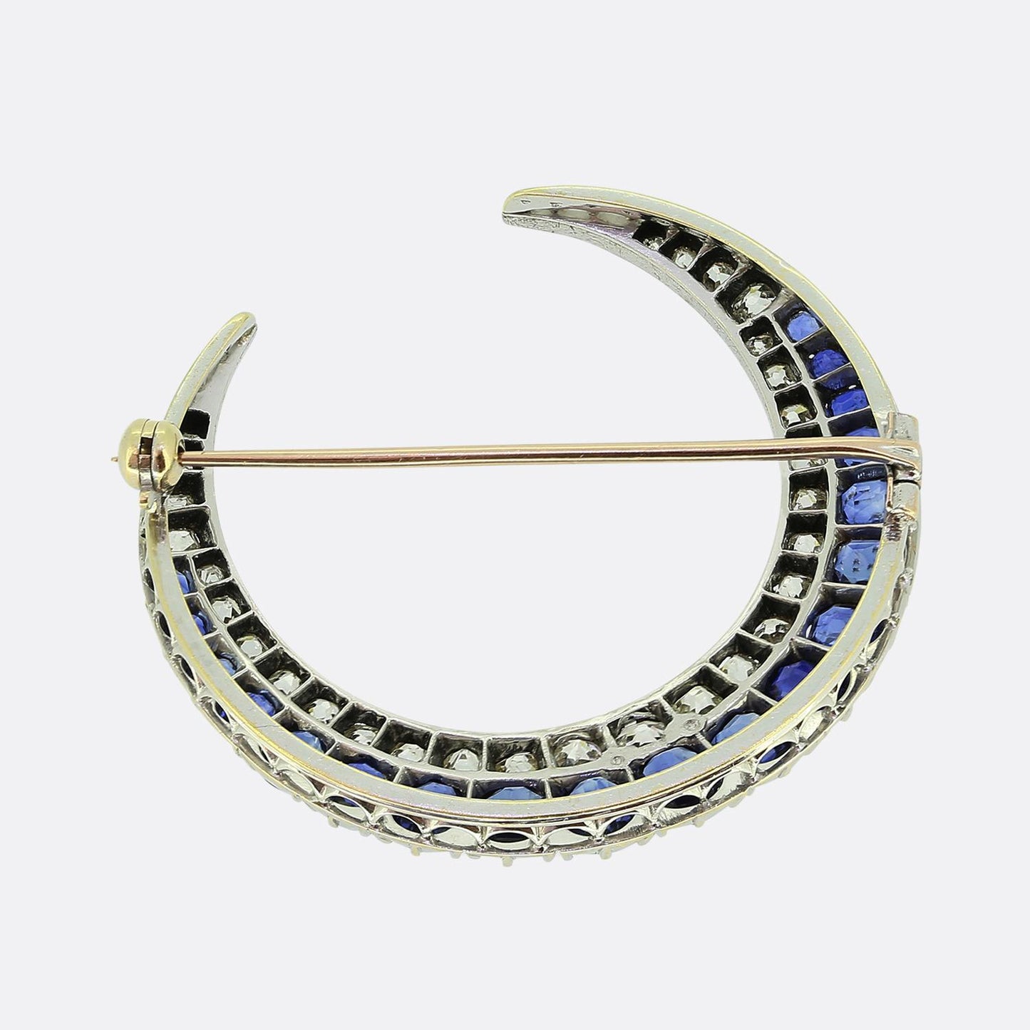 Edwardian Sapphire and Diamond Crescent Brooch