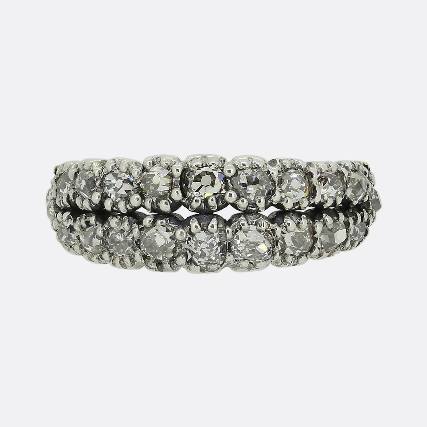 Victorian Old Cut Diamond Two Row Ring
