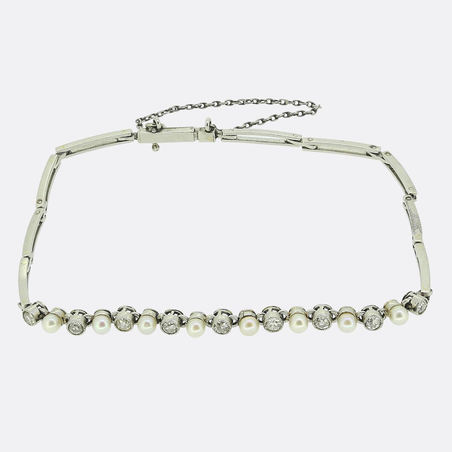 Edwardian Pearl and Diamond Bracelet