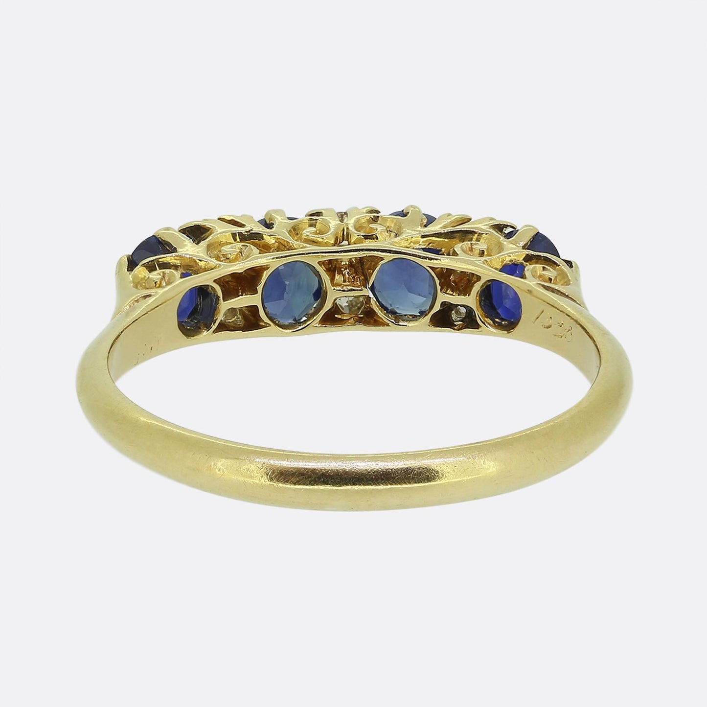 Edwardian Sapphire Four-Stone and Diamond Ring