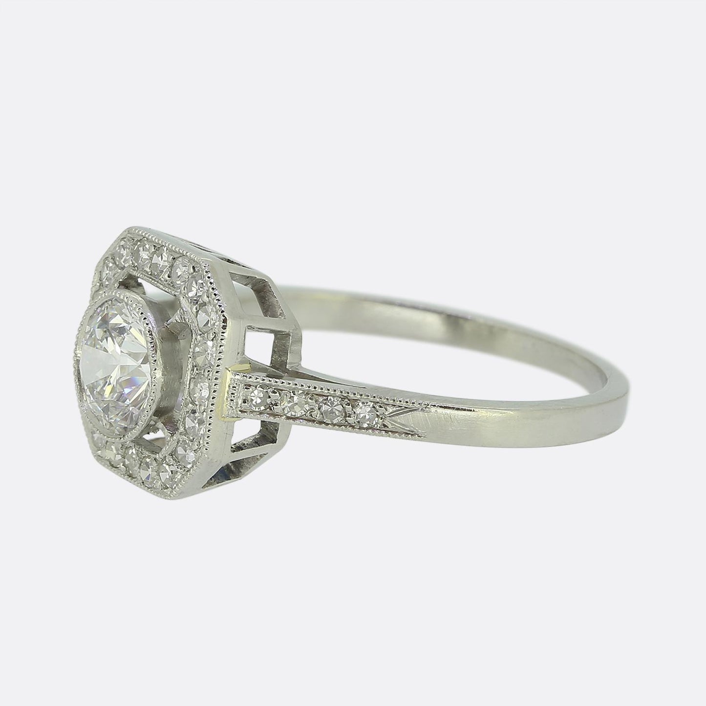 Art Deco Style 0.70 Carat Diamond Cluster Ring