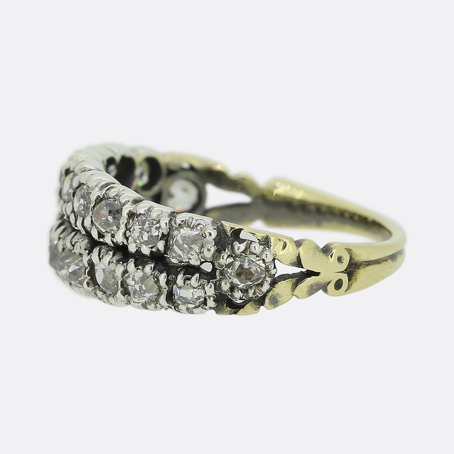 Victorian Old Cut Diamond Two Row Ring