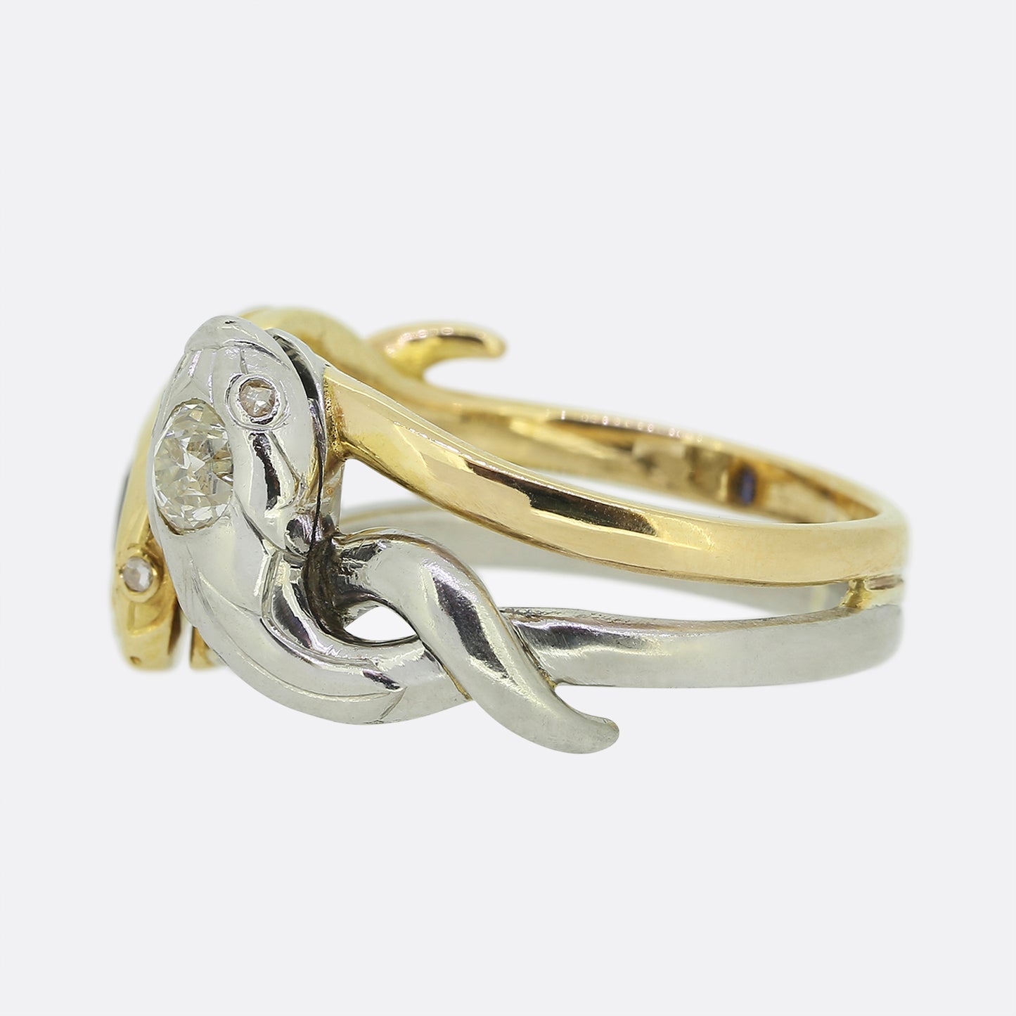 Edwardian Sapphire and Diamond Double Snake Ring