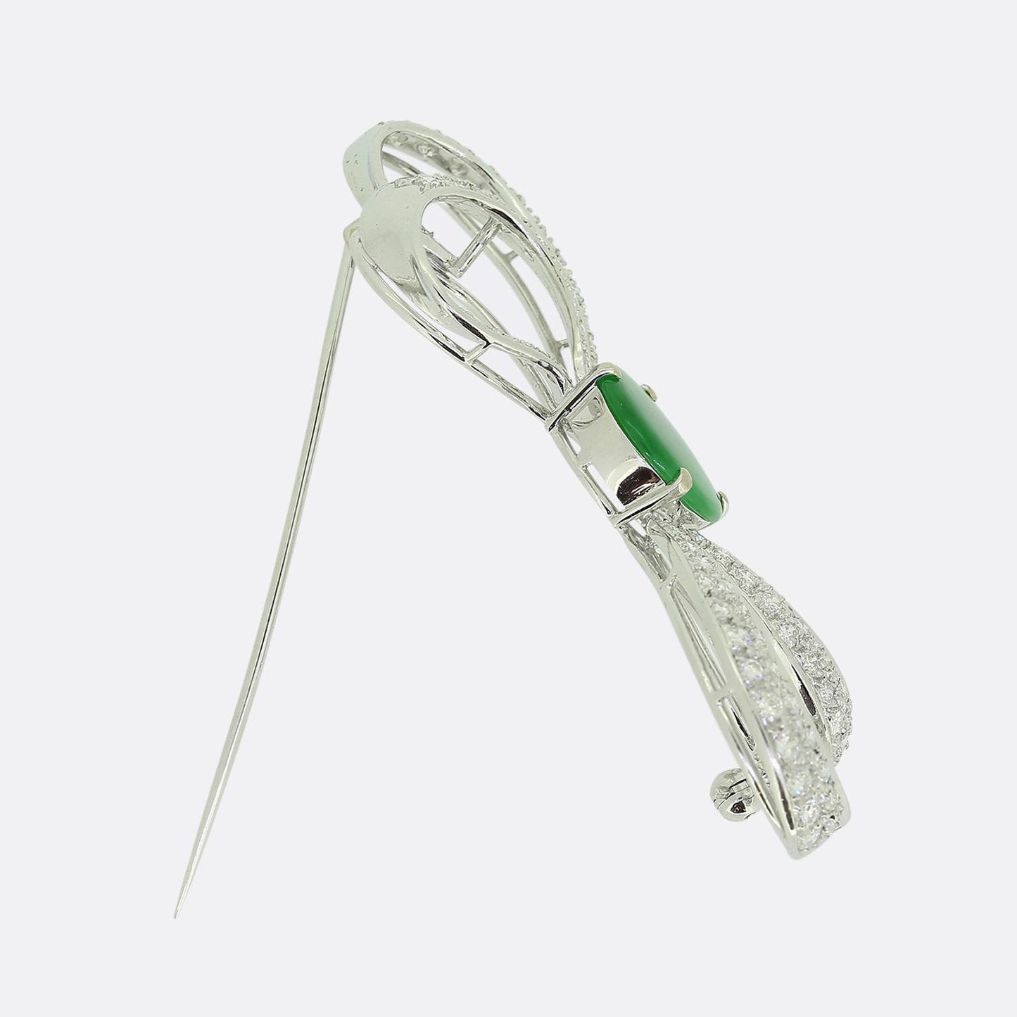 Mid-Century Jade and Diamond Brooch