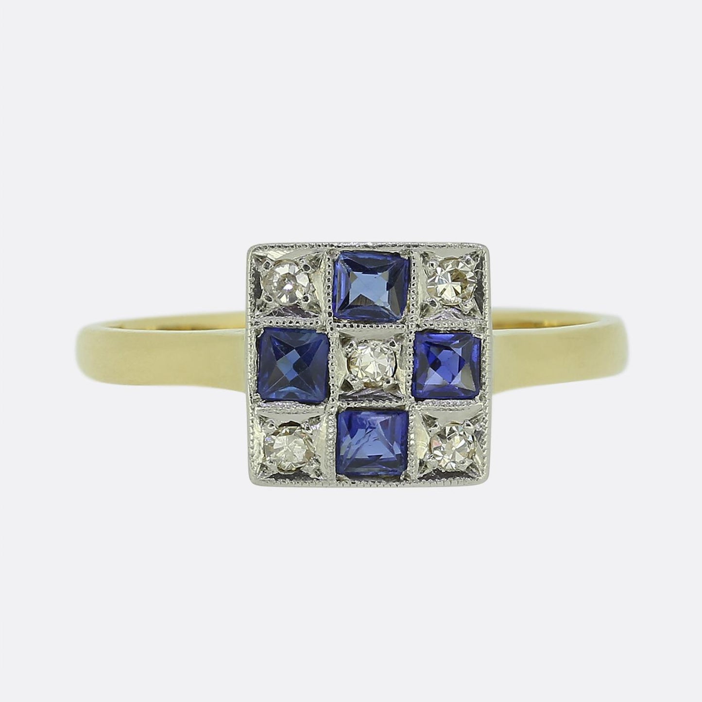 Art Deco Sapphire and Diamond Cluster Ring