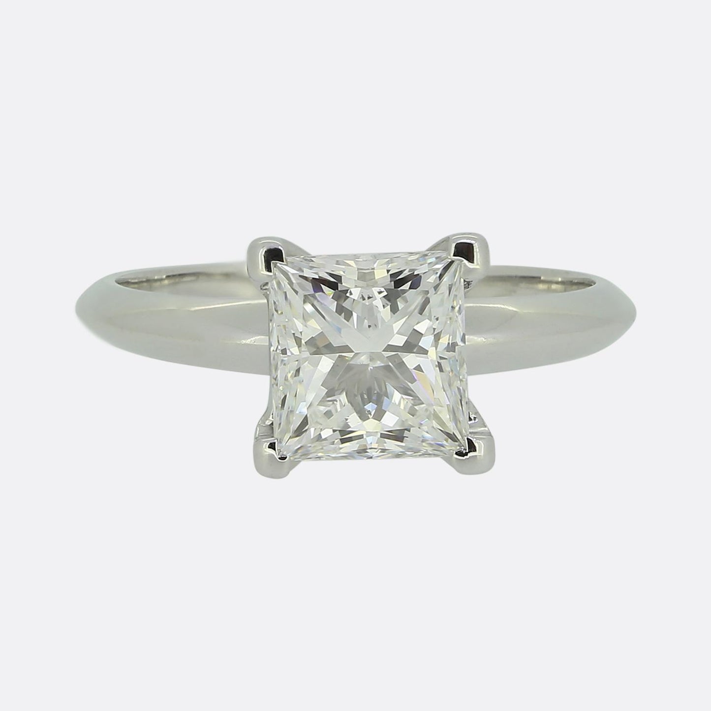 1.59 Carat Princess Cut Diamond Solitaire Engagement Ring