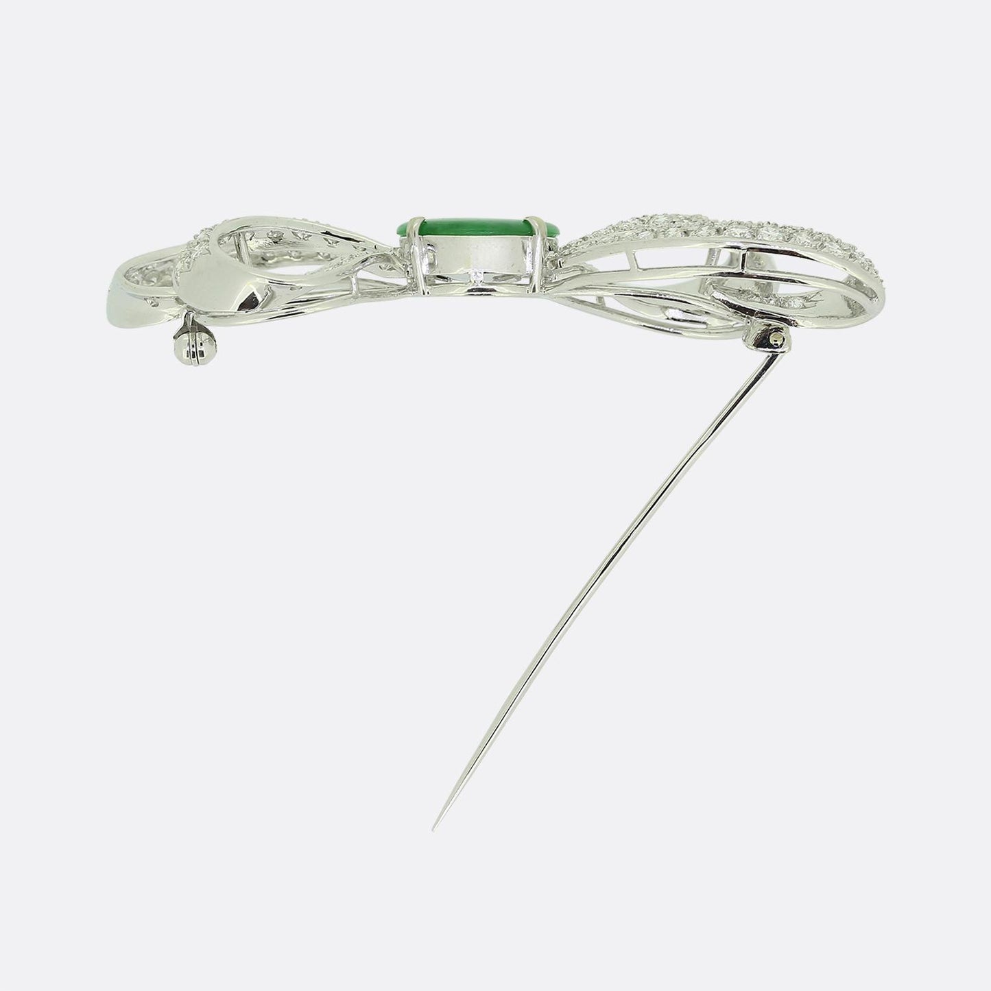 Mid-Century Jade and Diamond Brooch