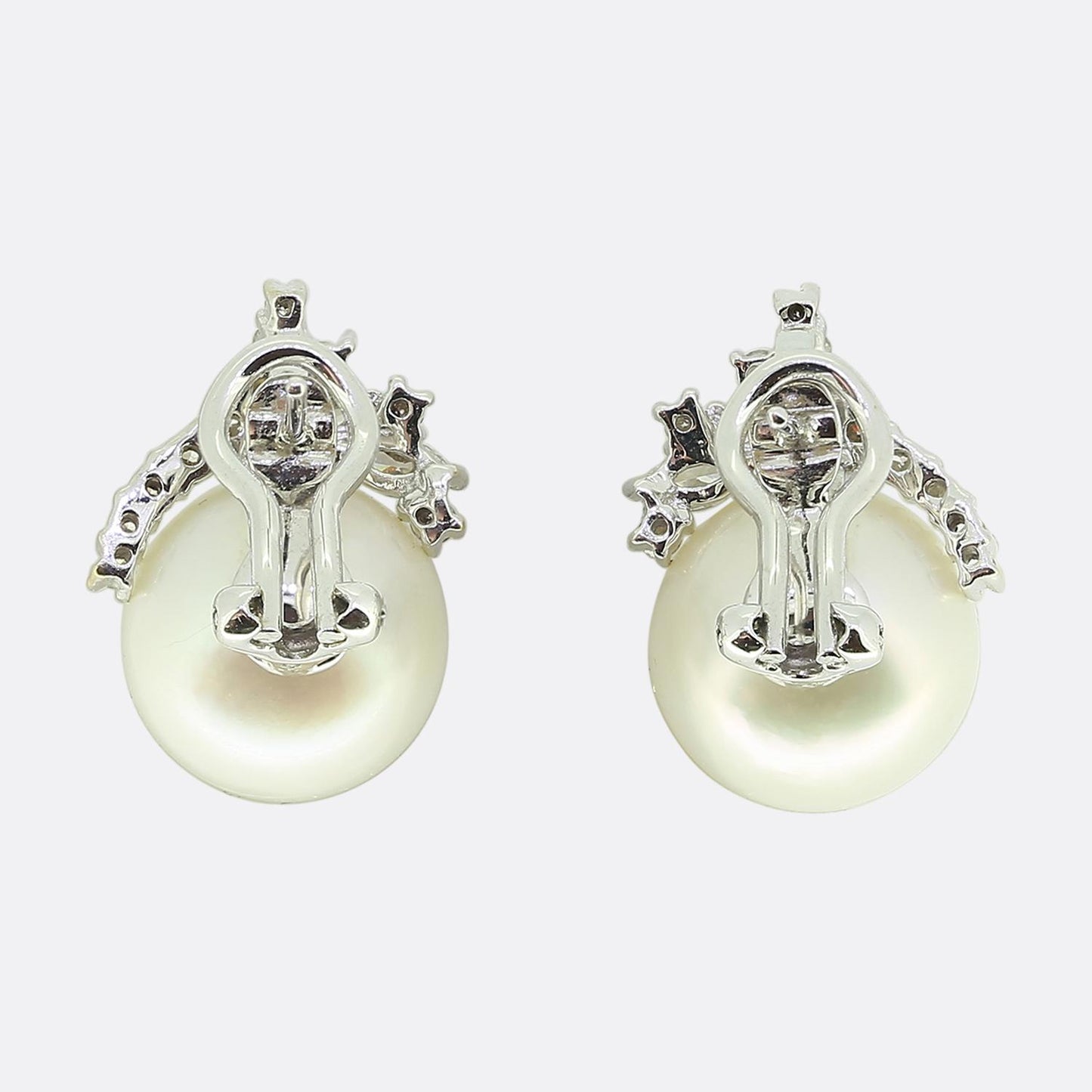 Pearl and Diamond Cluster Earrings