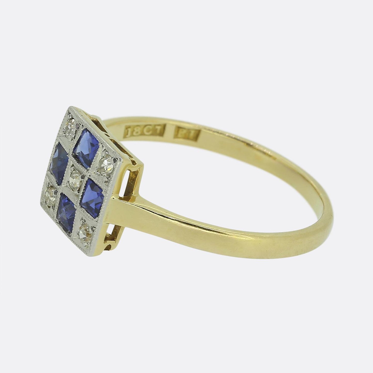 Art Deco Sapphire and Diamond Cluster Ring