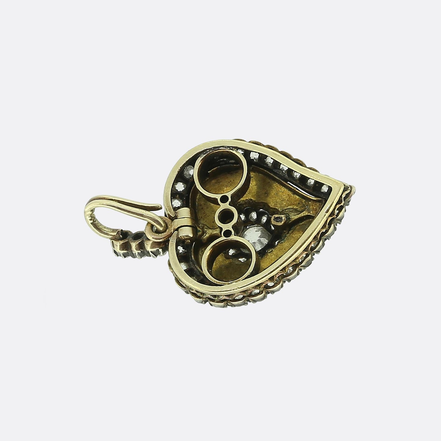 Victorian Red Enamel and Diamond Heart Pendant