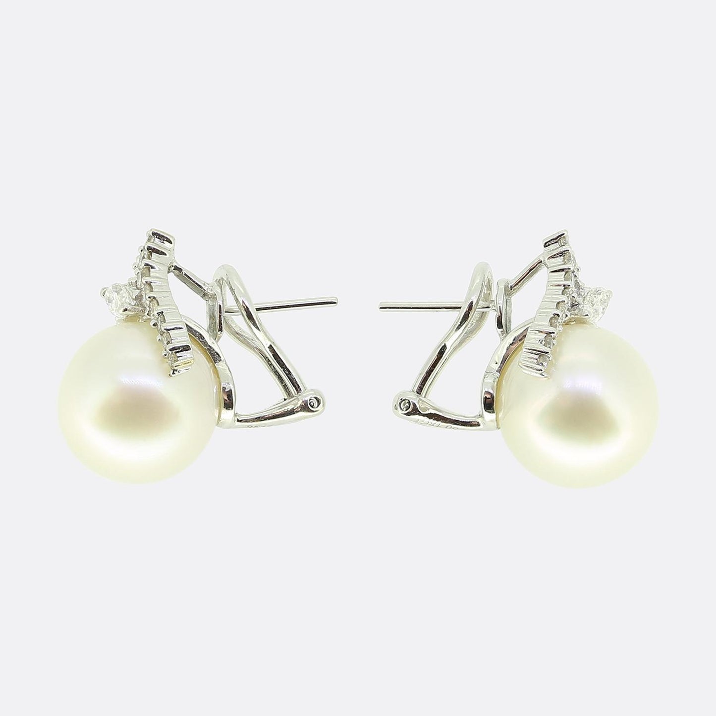 Pearl and Diamond Cluster Earrings