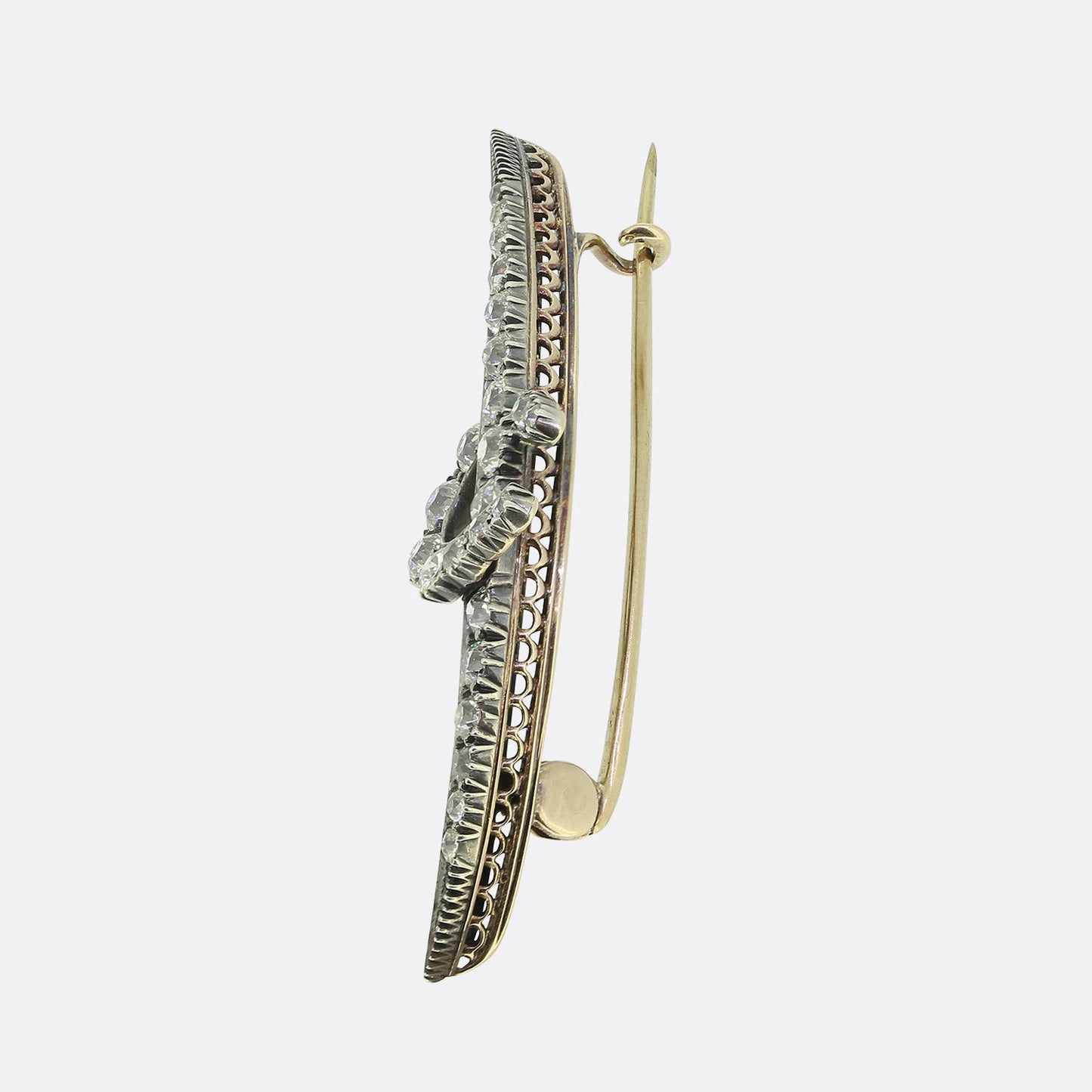 Victorian Old Cut Diamond Horseshoe Crescent Brooch