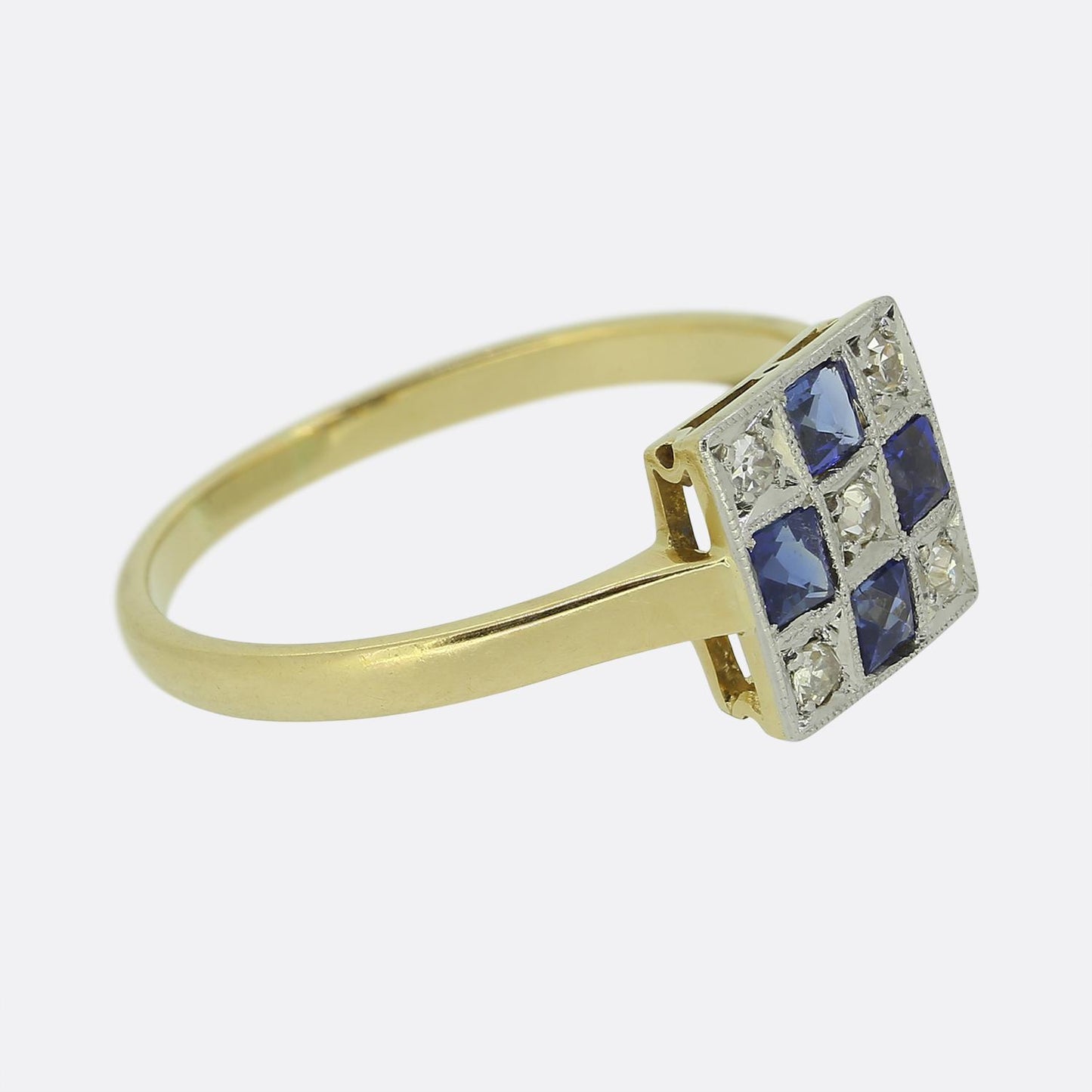 Art Deco Sapphire and Diamond Cluster Ring