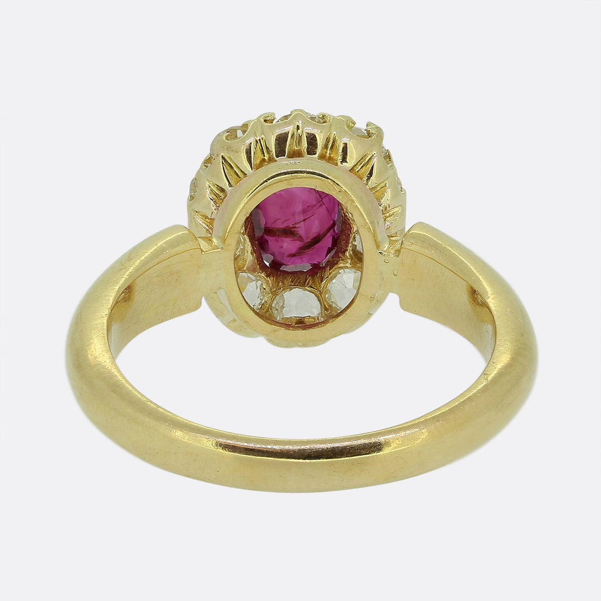 Vintage 0.80 Carat Burmese Ruby and Diamond Cluster Ring
