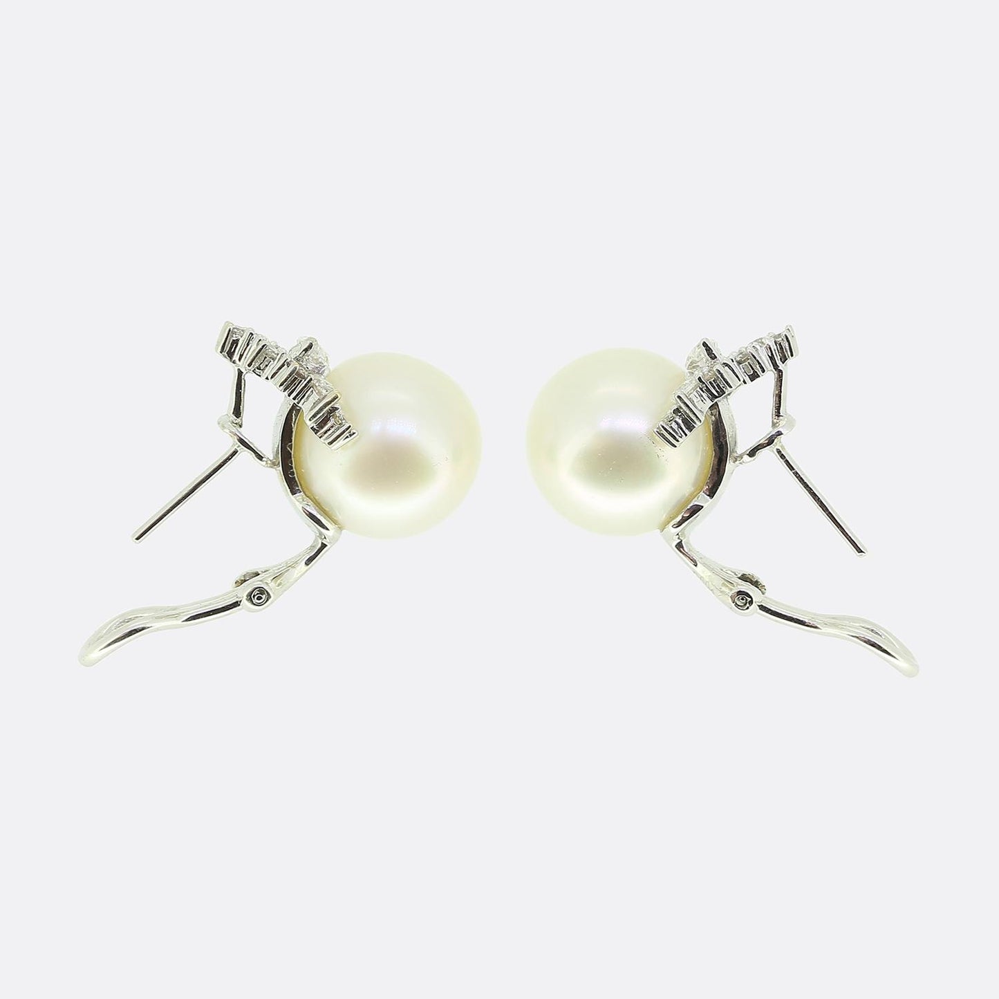 Pearl and Diamond Cluster Earrings