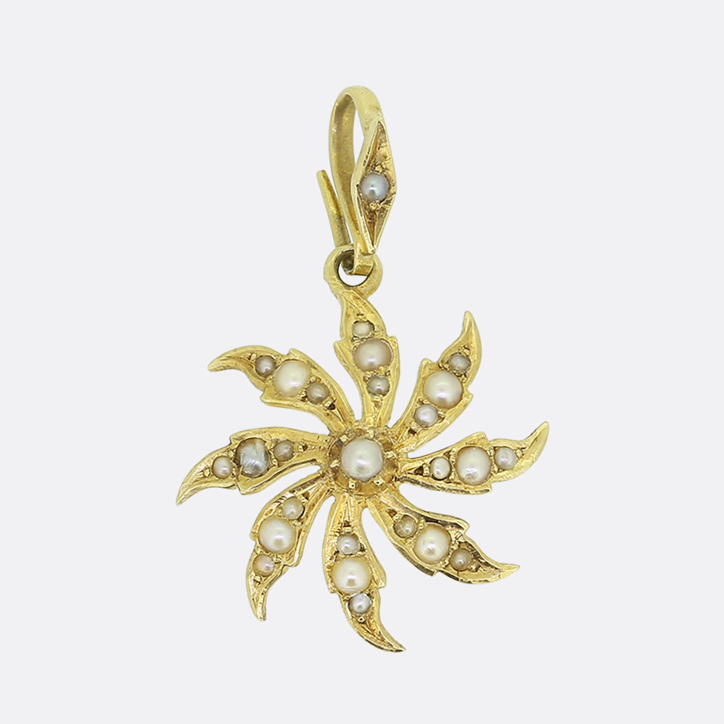 Antique Seed Pearl Sunflower Pendant