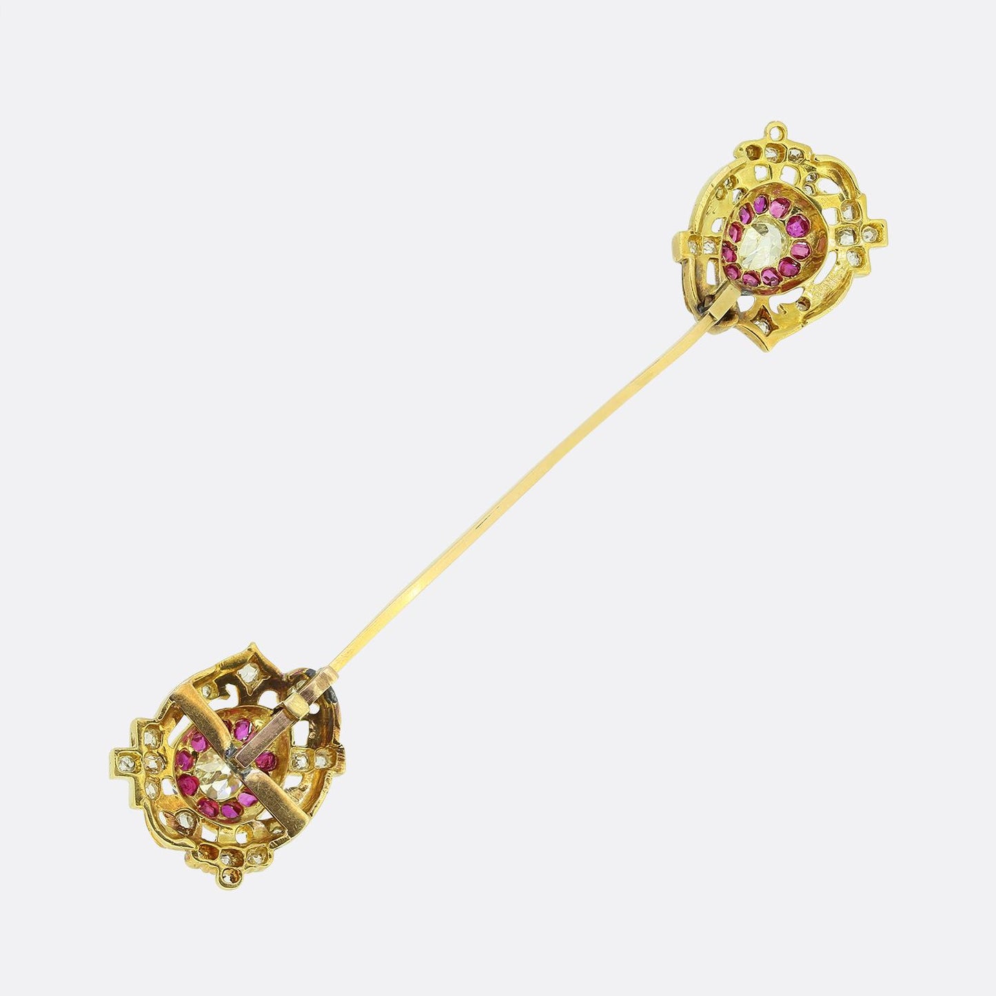 Victorian Ruby and Diamond Jabot Pin