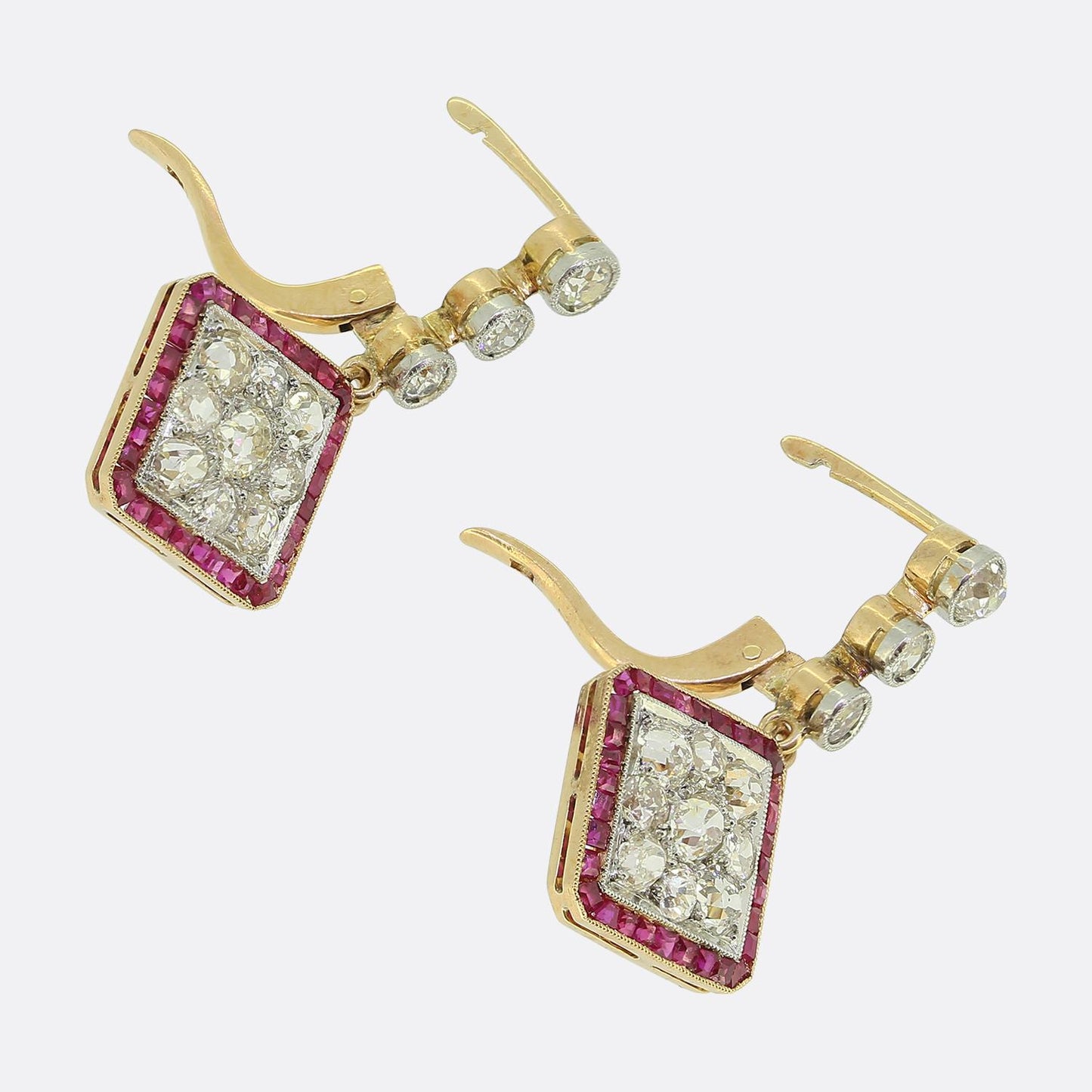 Art Deco Ruby and Diamond Drop Earrings