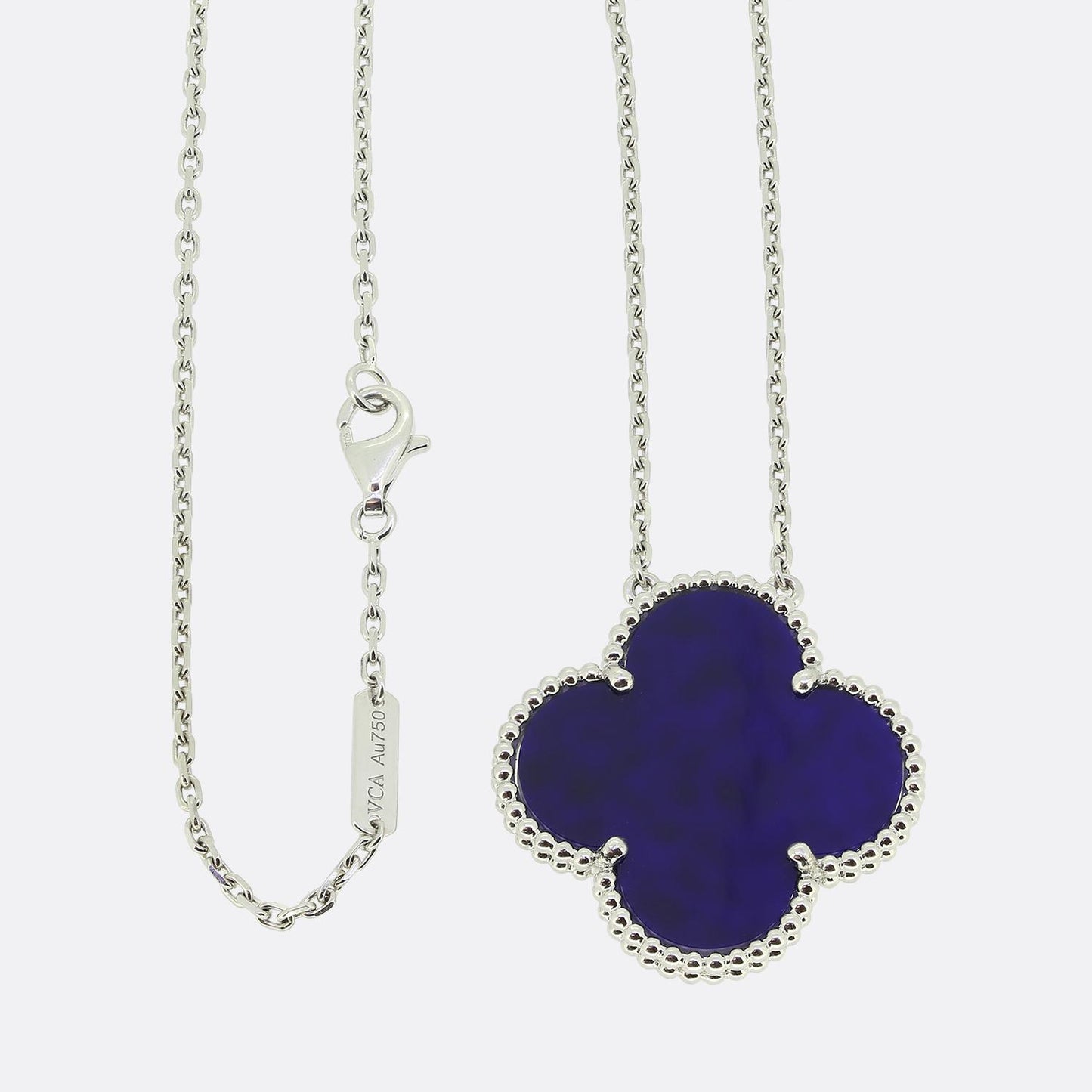 Van Cleef & Arpels Magic Alhambra Blue Sevres Porcelain Necklace