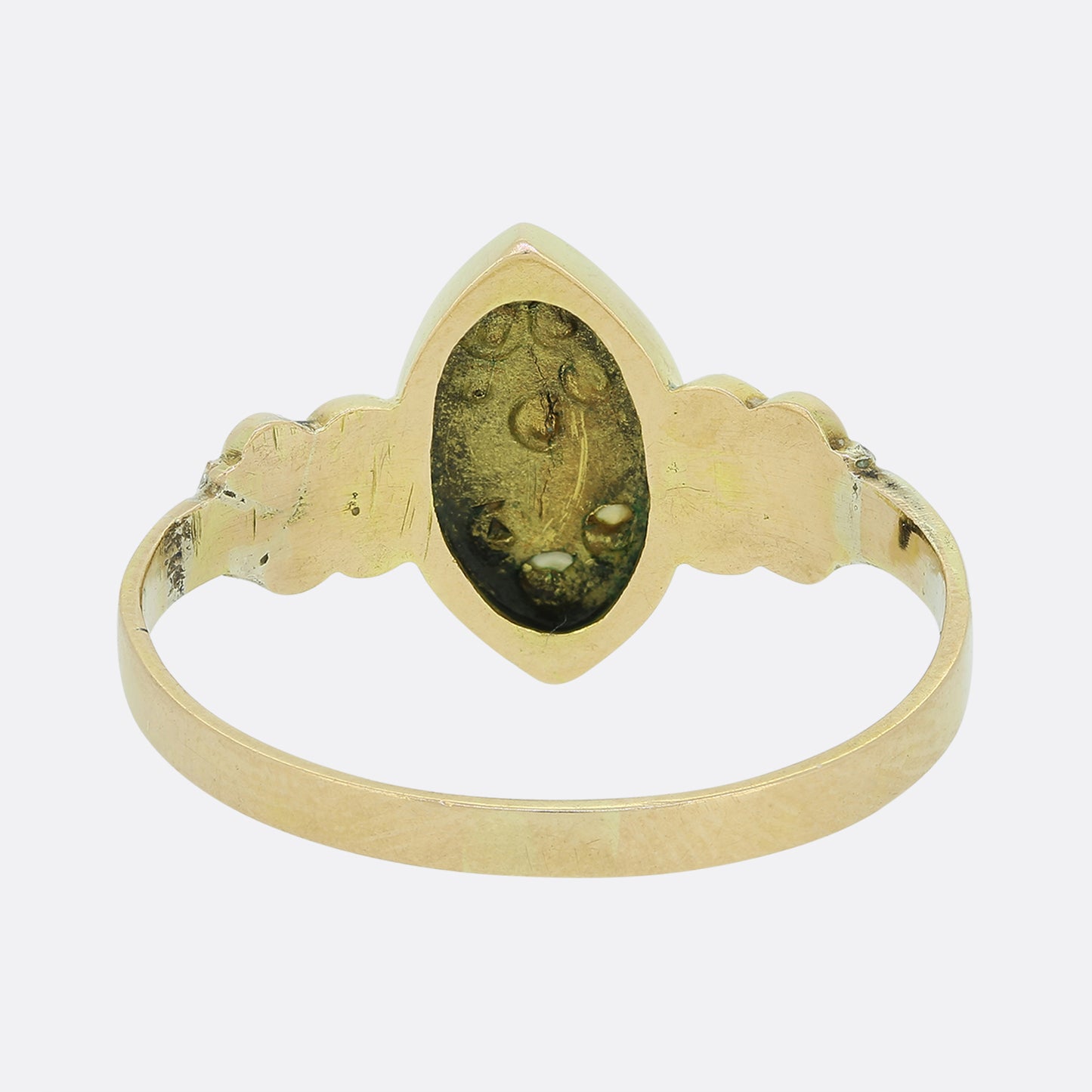 Victorian Pearl and Black Enamel Flower Ring