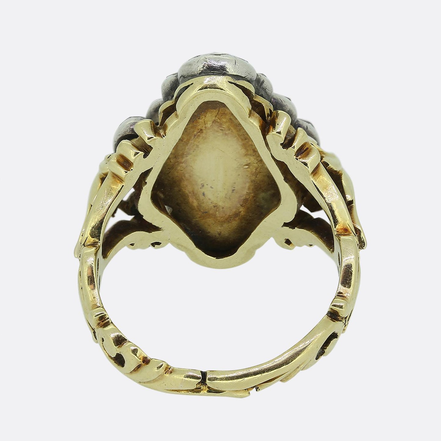 Georgian Rose Cut Diamond Cluster Navette Ring