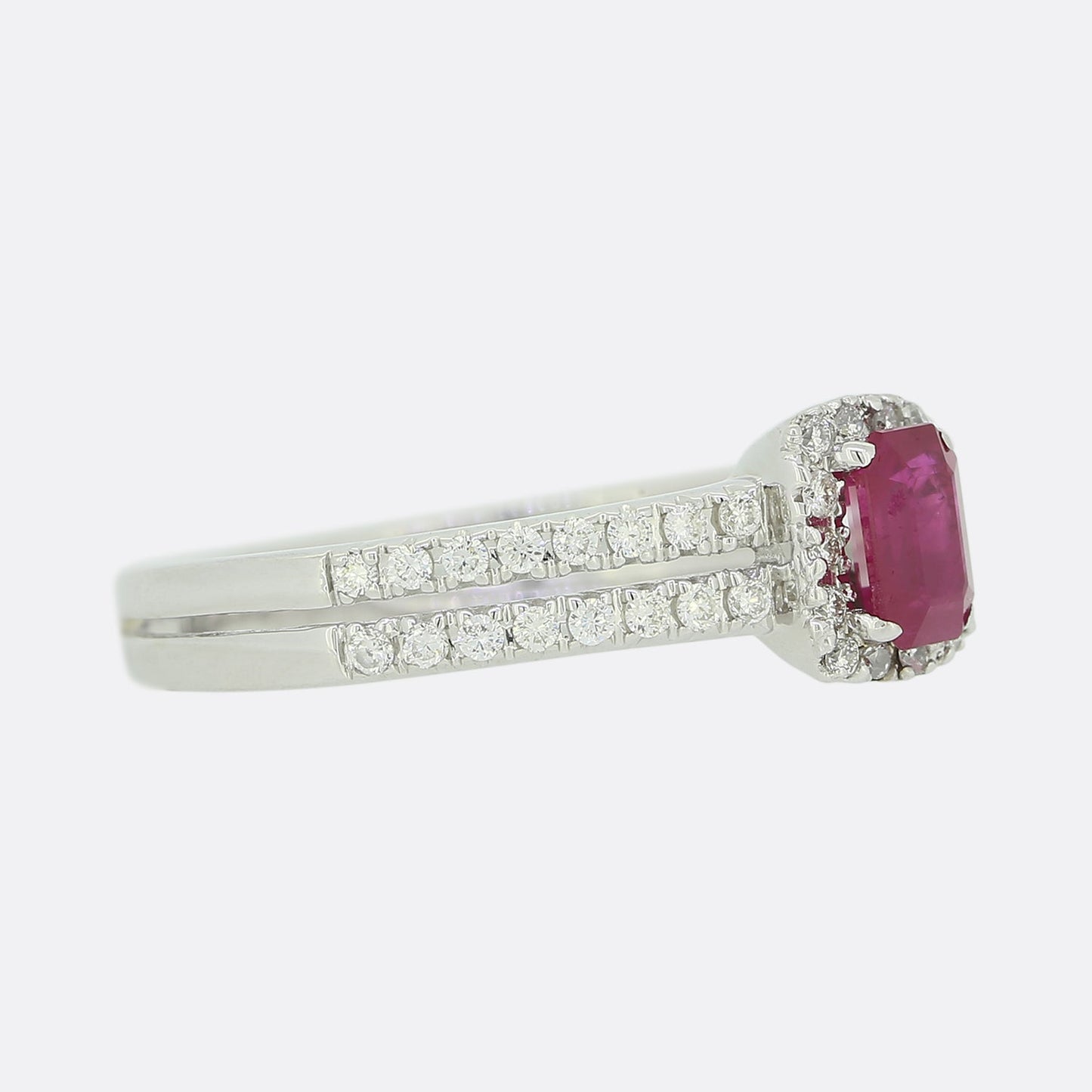 Ruby and Diamond Cluster Ring