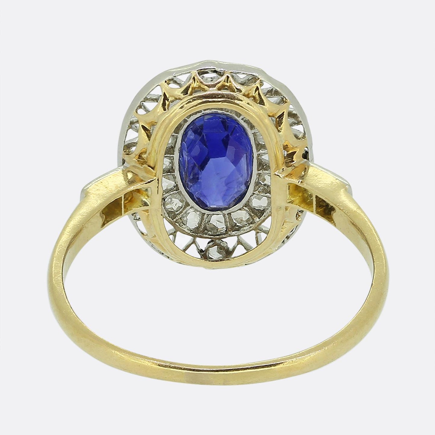 Edwardian Sapphire and Diamond Cluster Ring