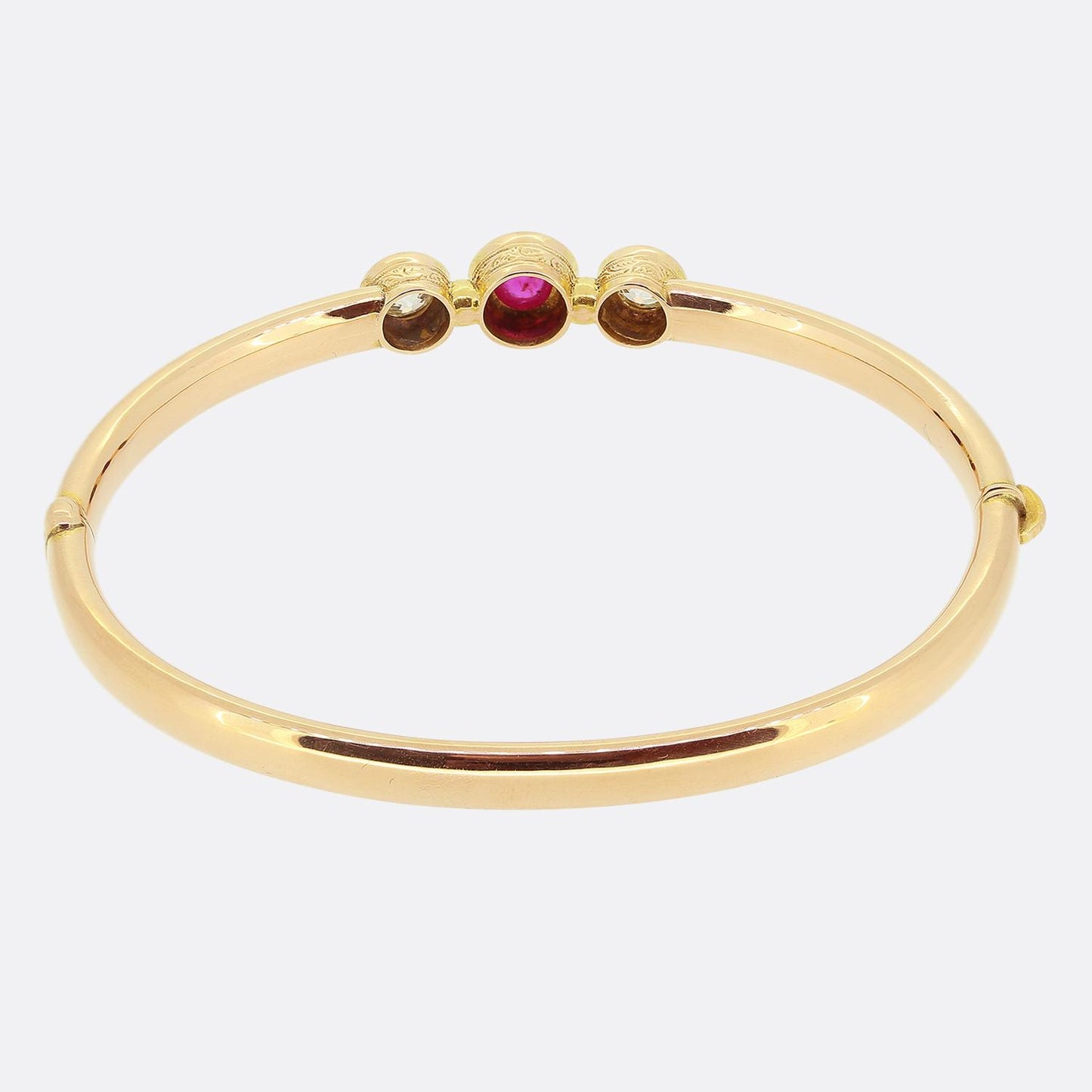 Victorian Burmese Ruby and Diamond Three-Stone Bangle