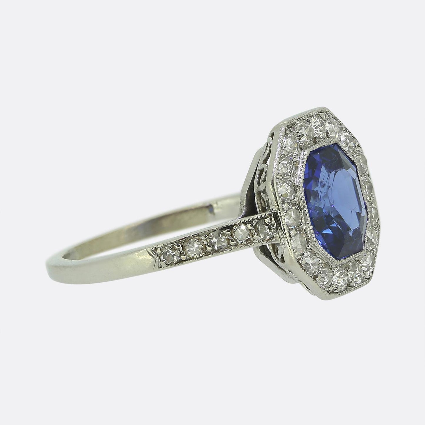 Art Deco Sapphire and Diamond Cluster Ring
