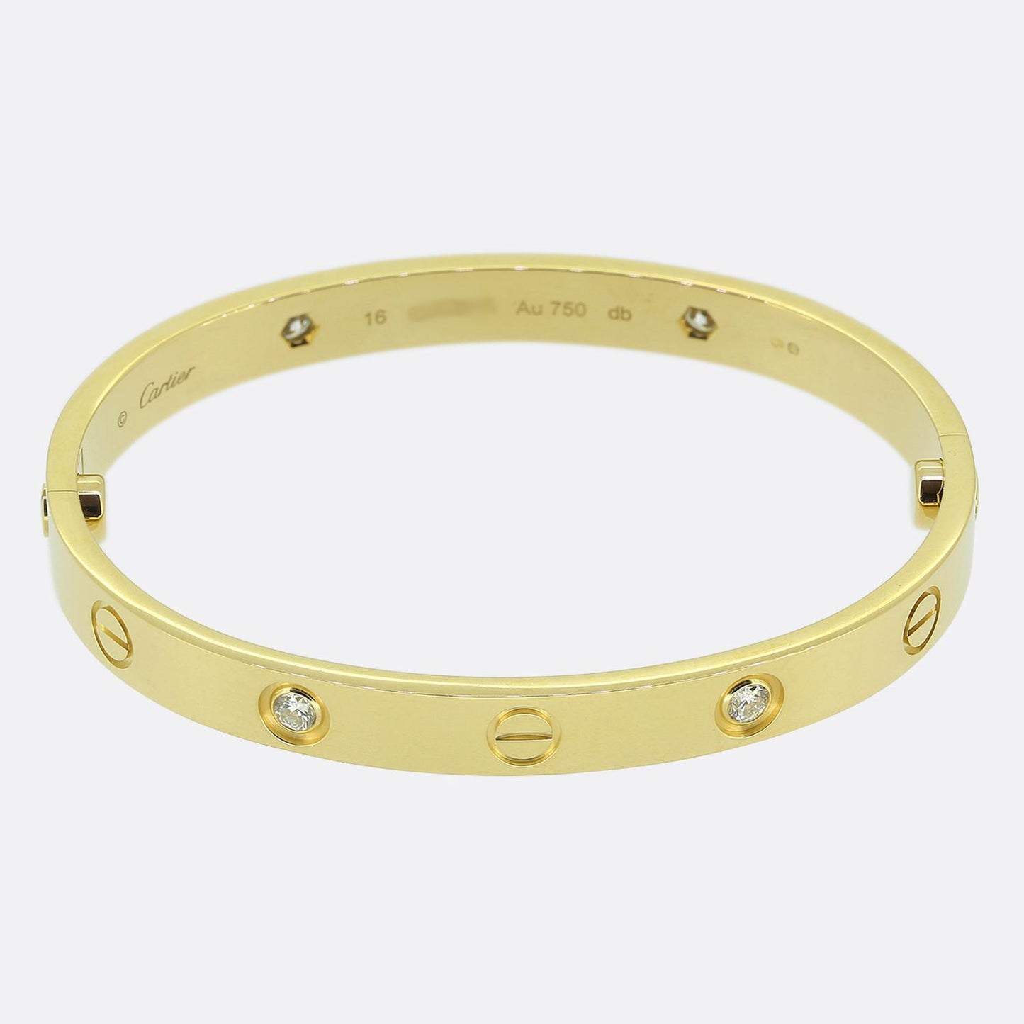 Cartier Four Diamond Classic Model LOVE Bangle Size 16