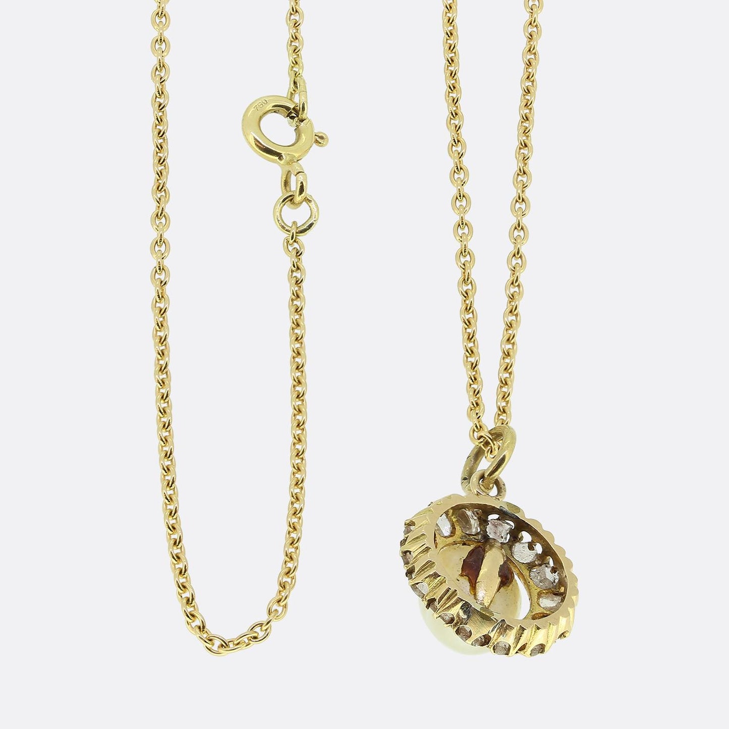 Victorian Pearl and Diamond Pendant Necklace