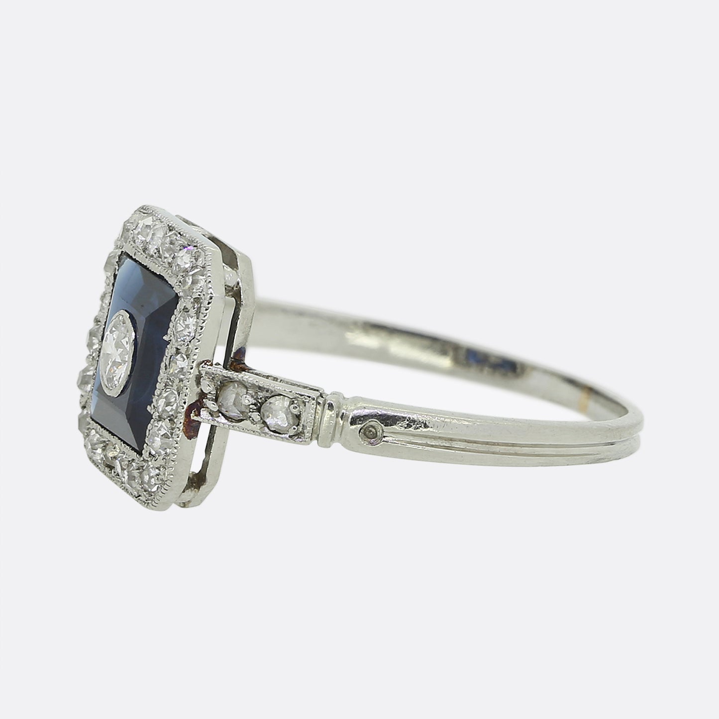 Art Deco Sapphire and Diamond Cluster Ring