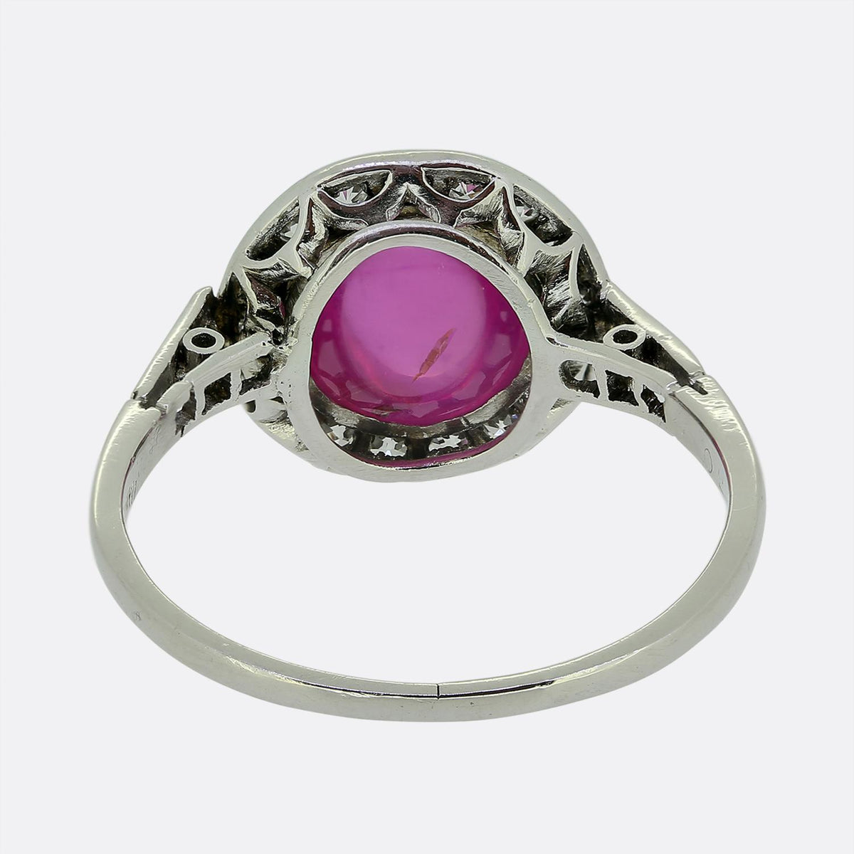 Art Deco Cabochon Ruby and Diamond Ring