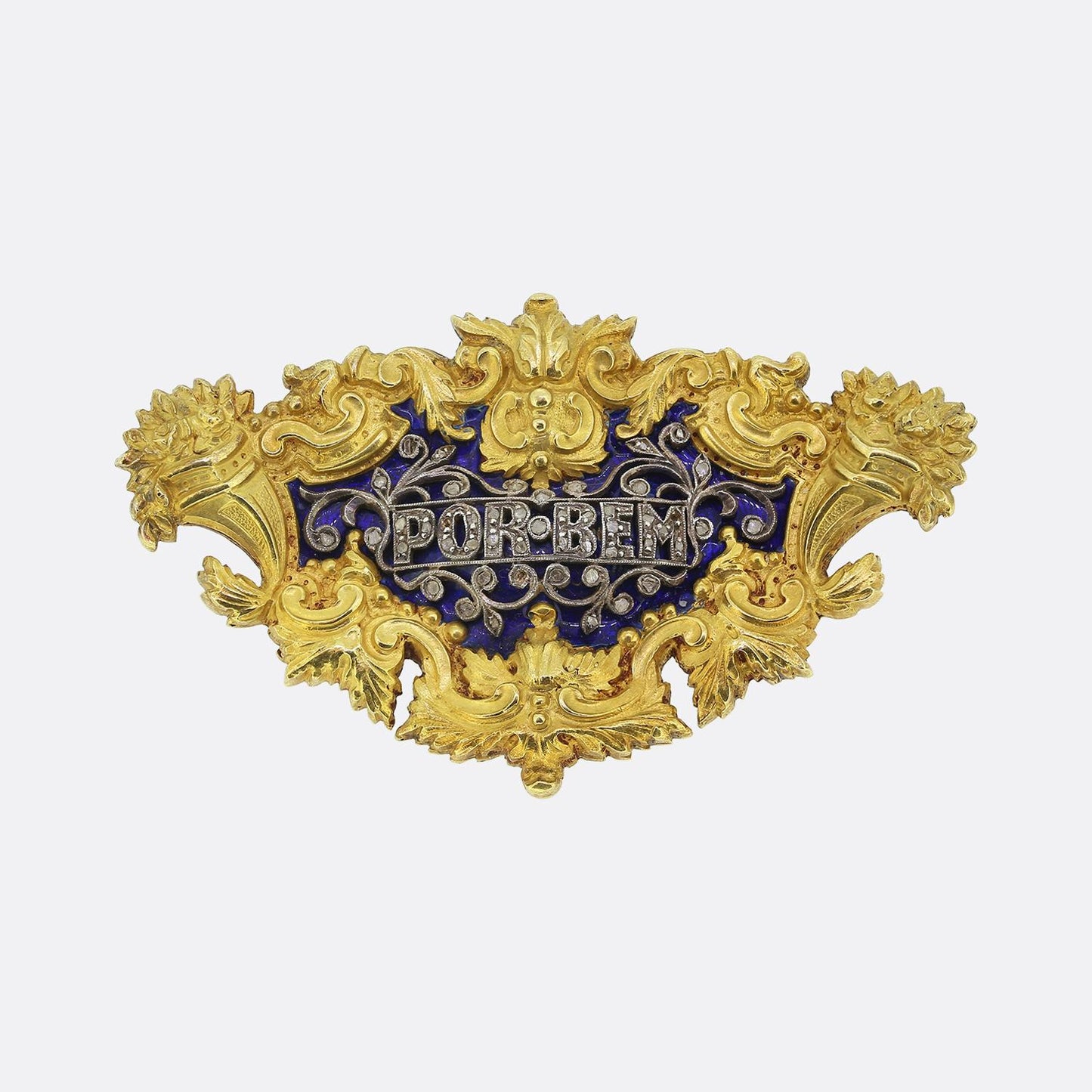 Antique Enamel and Diamond Brooch