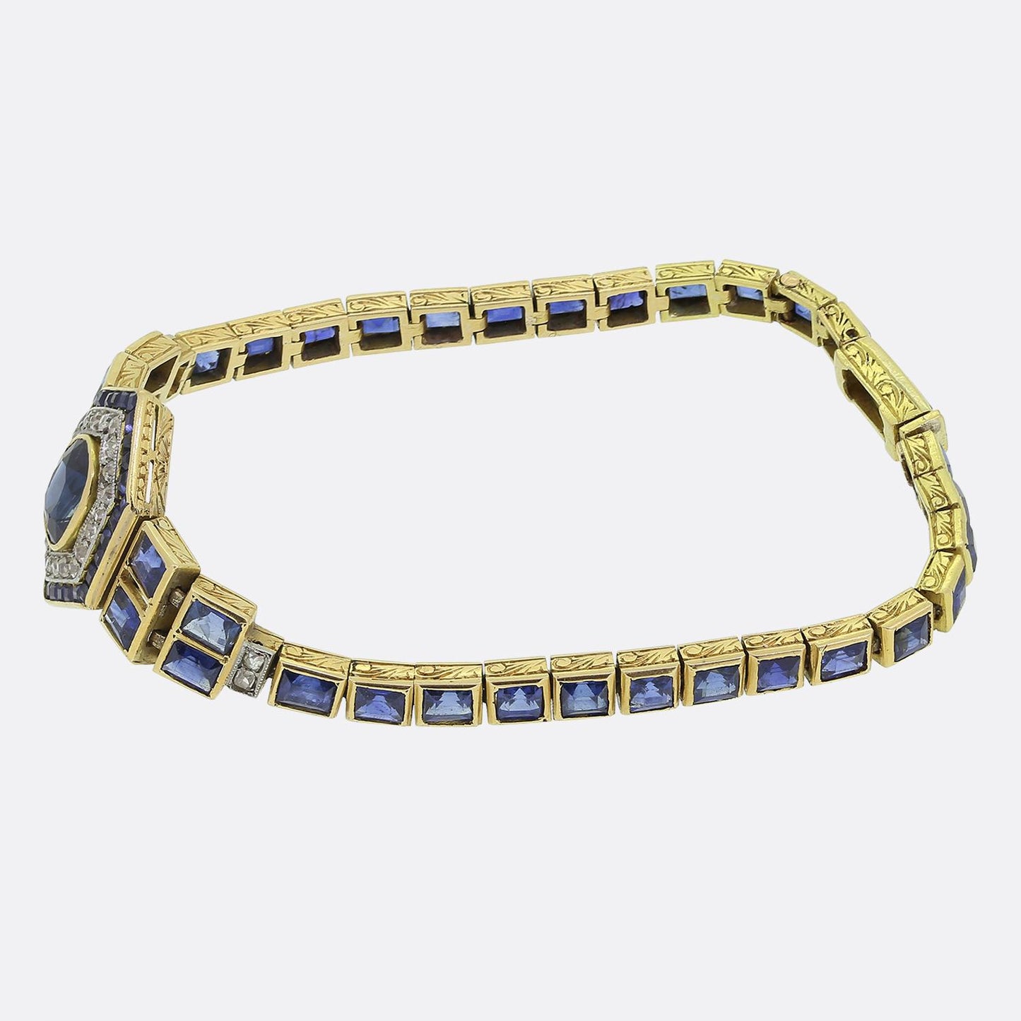 French Art Deco Sapphire and Diamond Bracelet
