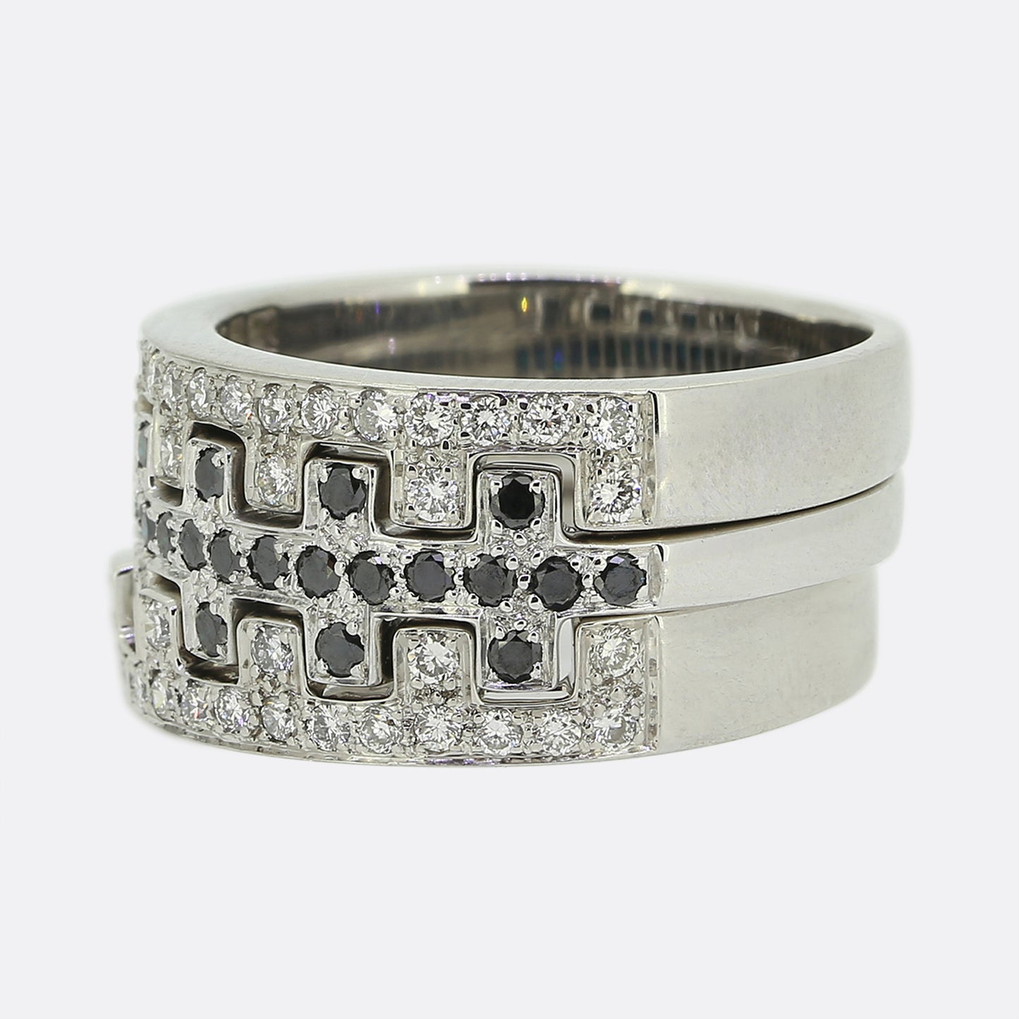 Vintage Black and White Diamond Interlocking Ring