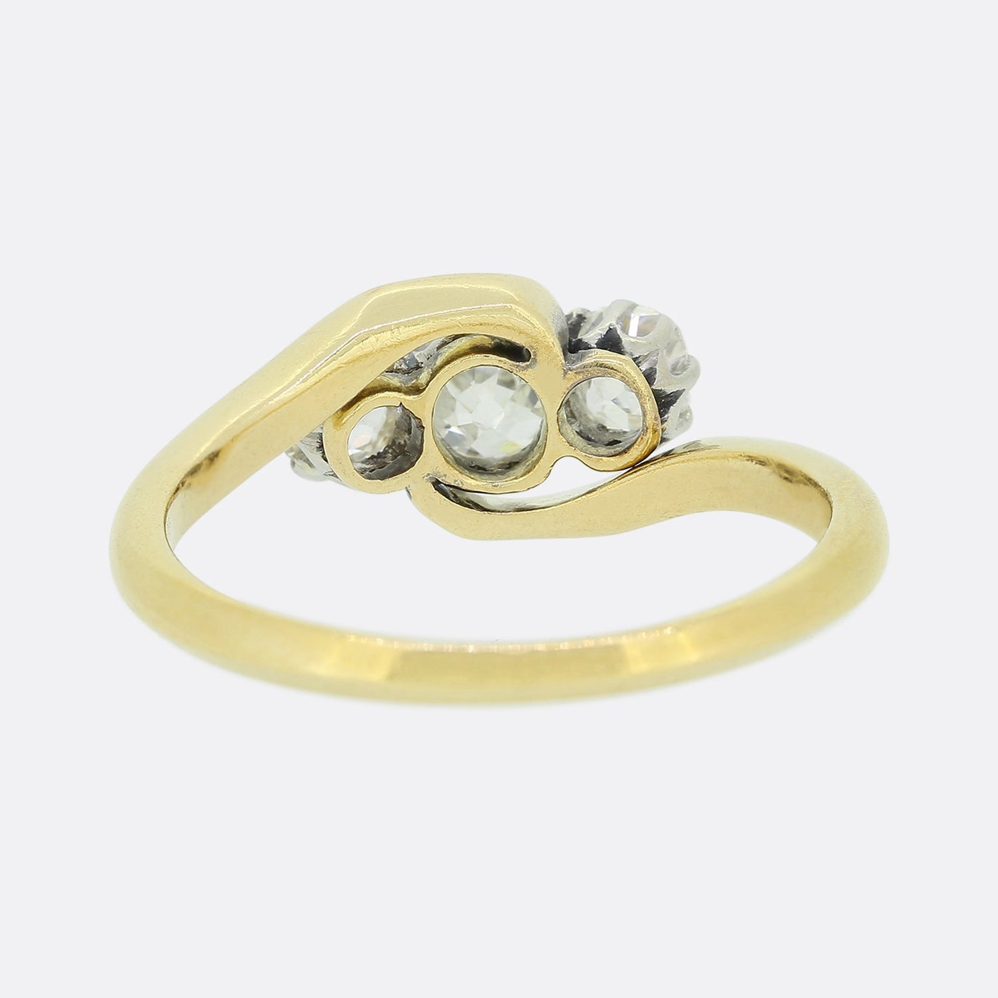 Victorian Three Stone 0.80 Carat Diamond Twist Ring