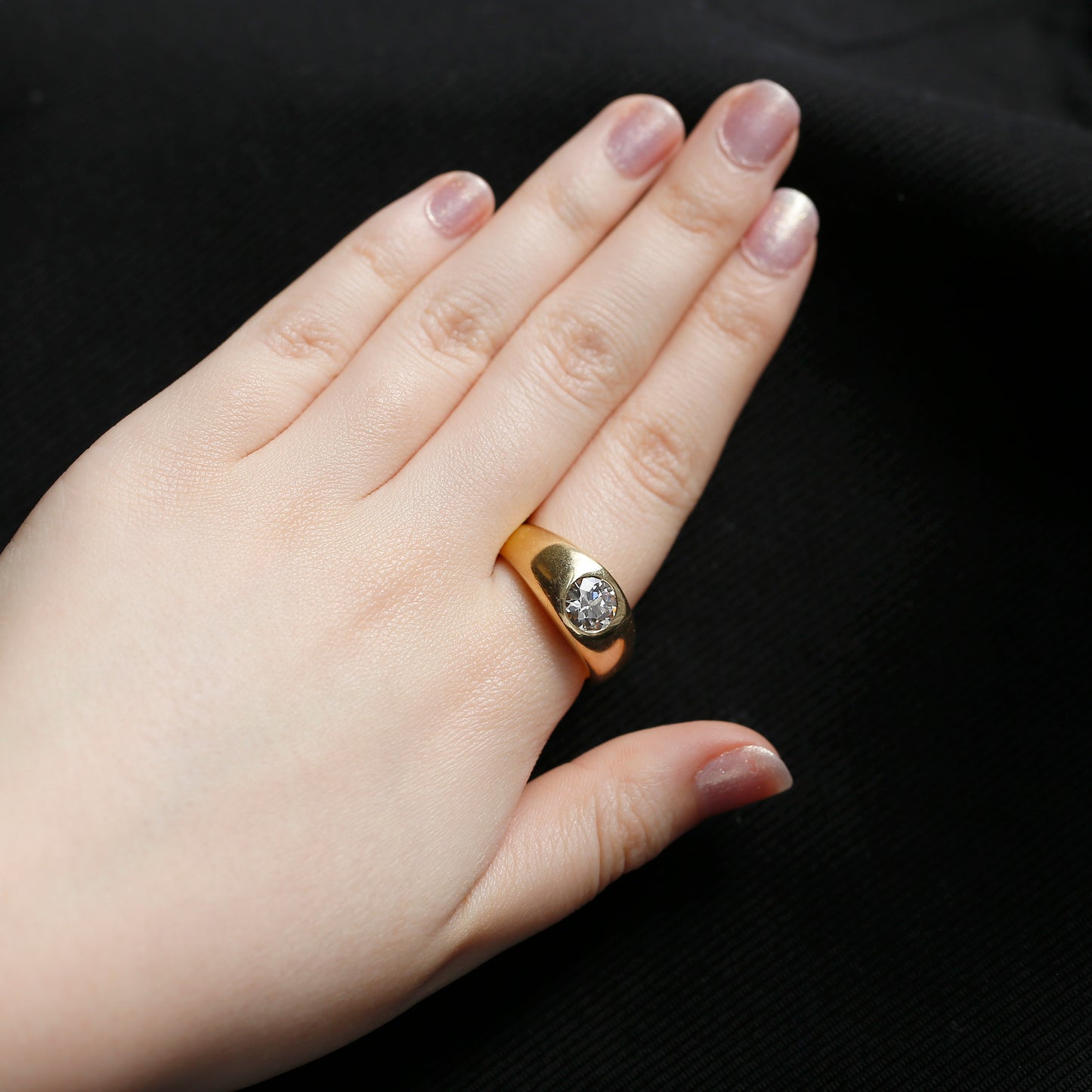 Vintage 1.60 Carat Old Cut Diamond Gypsy Ring