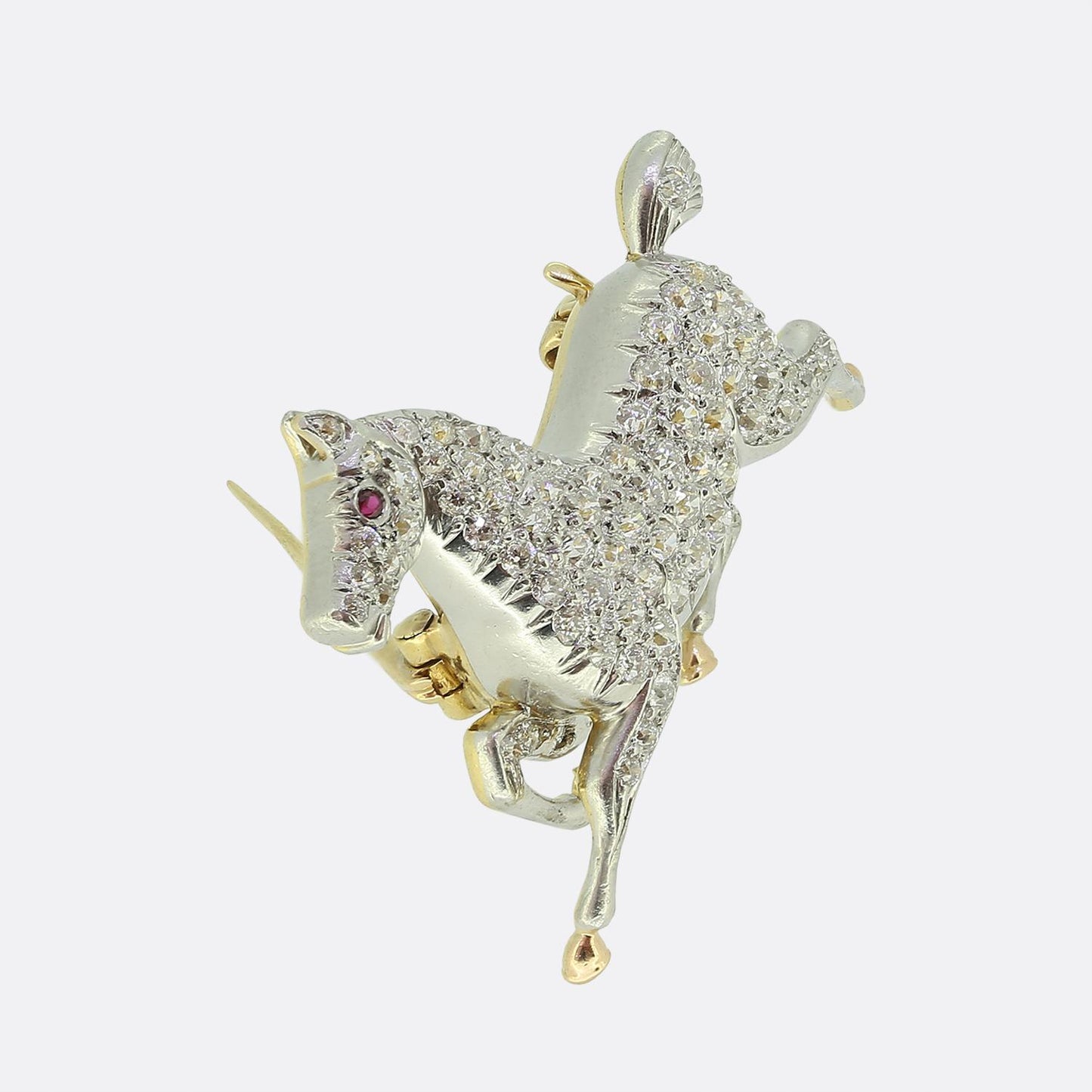 Antique Diamond Horse Brooch