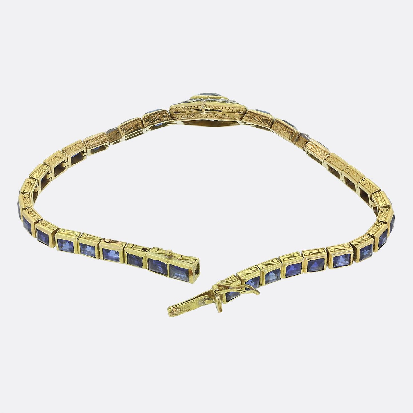 French Art Deco Sapphire and Diamond Bracelet