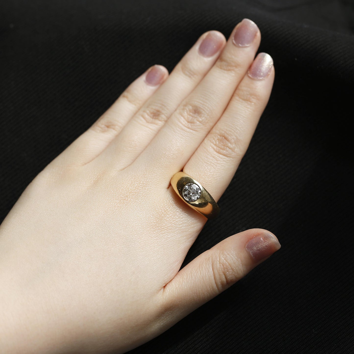 Vintage 1.60 Carat Old Cut Diamond Gypsy Ring