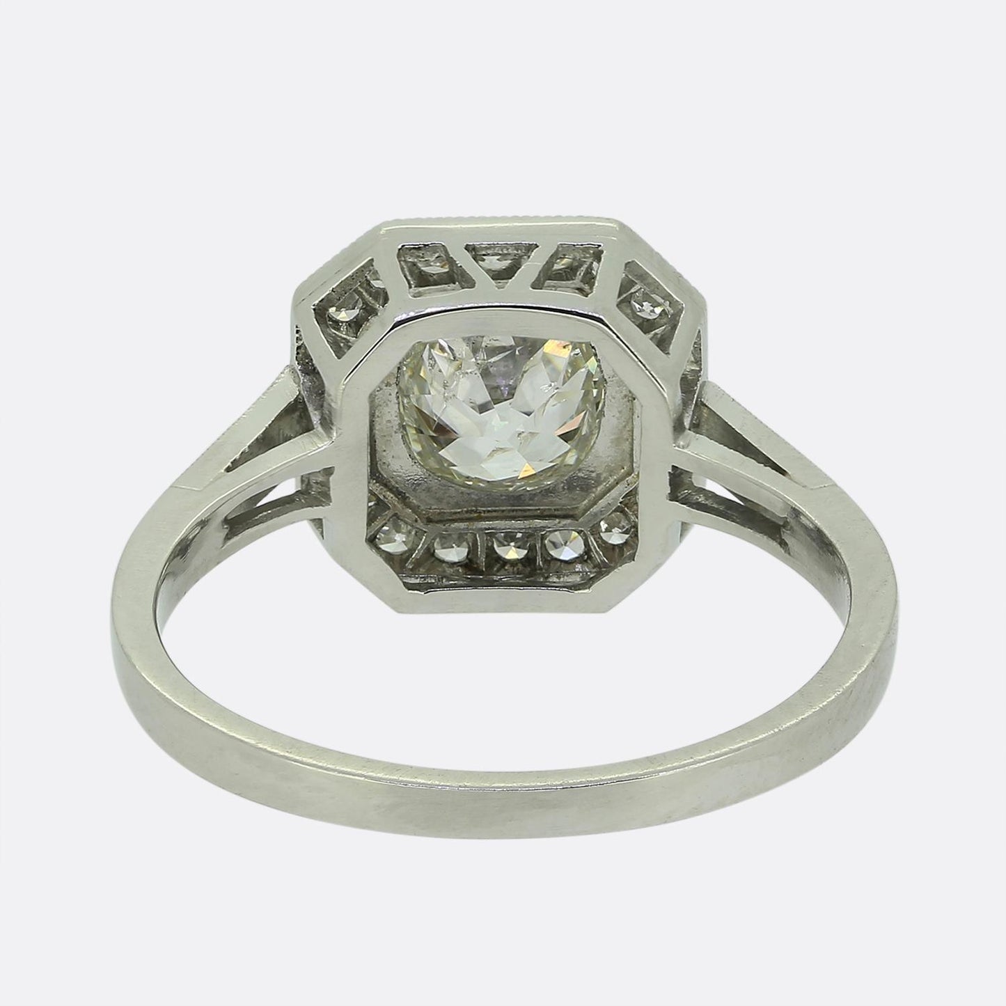 Art Deco Style 0.75 Carat Cushion Diamond Cluster Ring