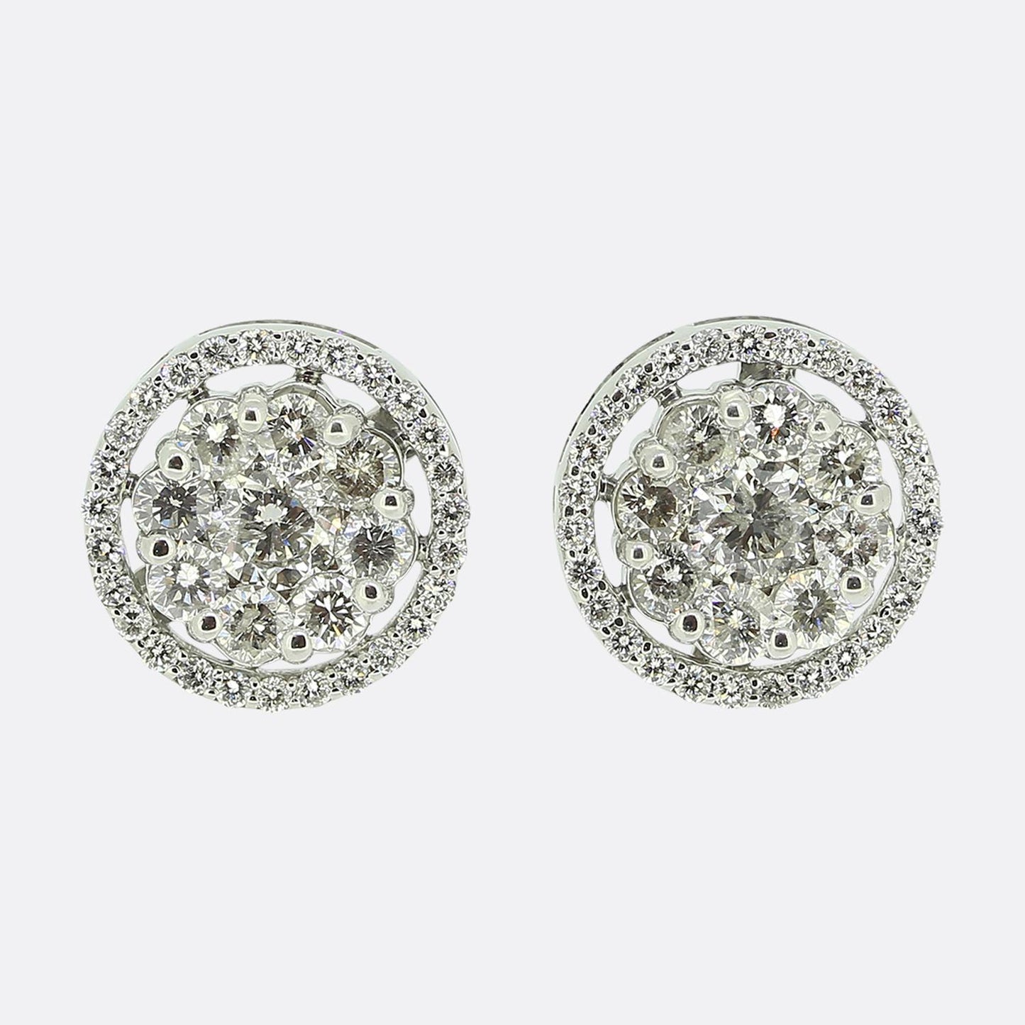 2.00 Carat Diamond Cluster Earrings