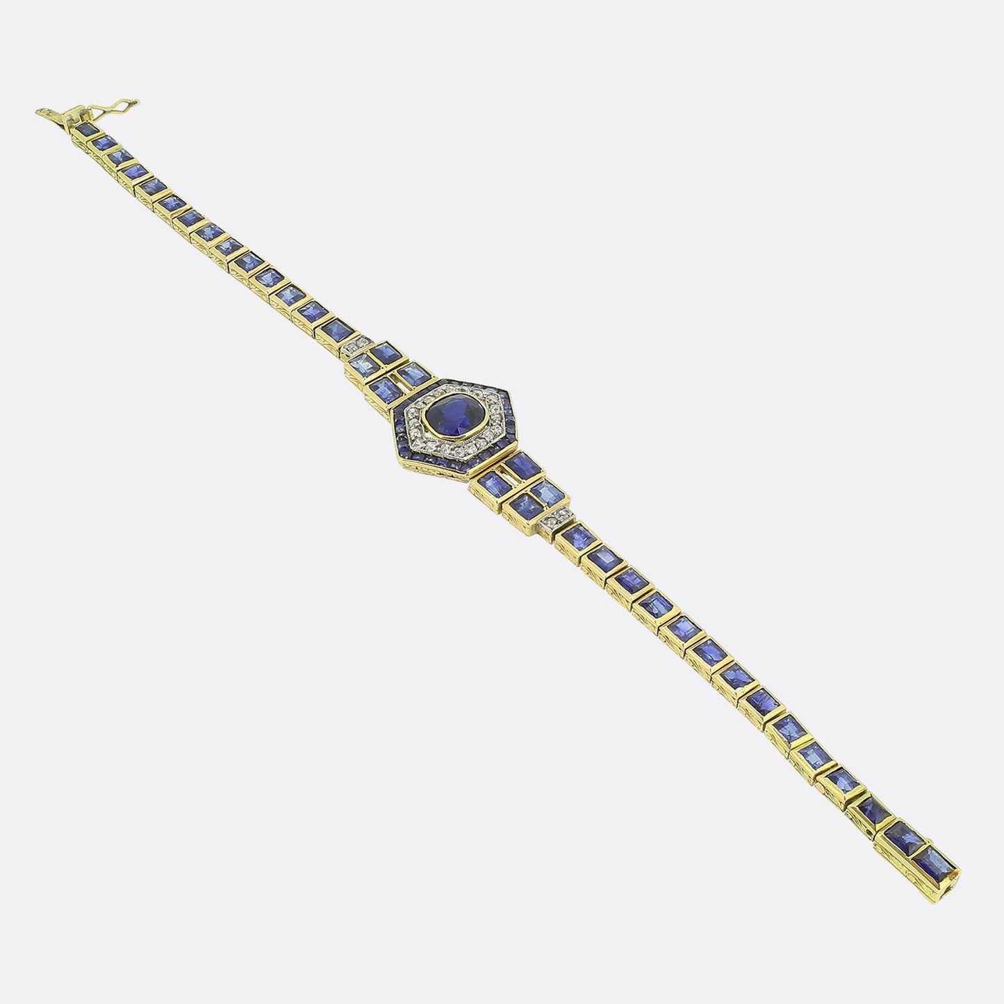French Art Deco Sapphire and Diamond Bracelet