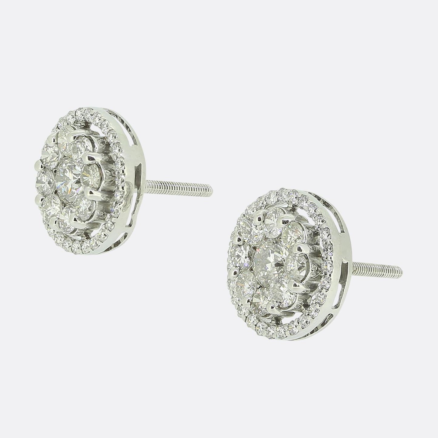 2.00 Carat Diamond Cluster Earrings